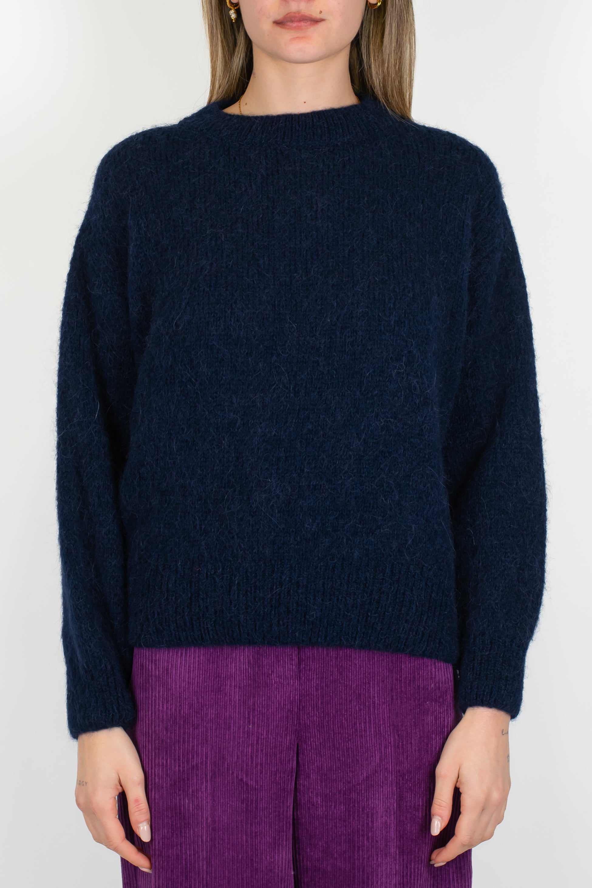 Dixie - Maglia girocollo maniche lunghe in baby alpaca