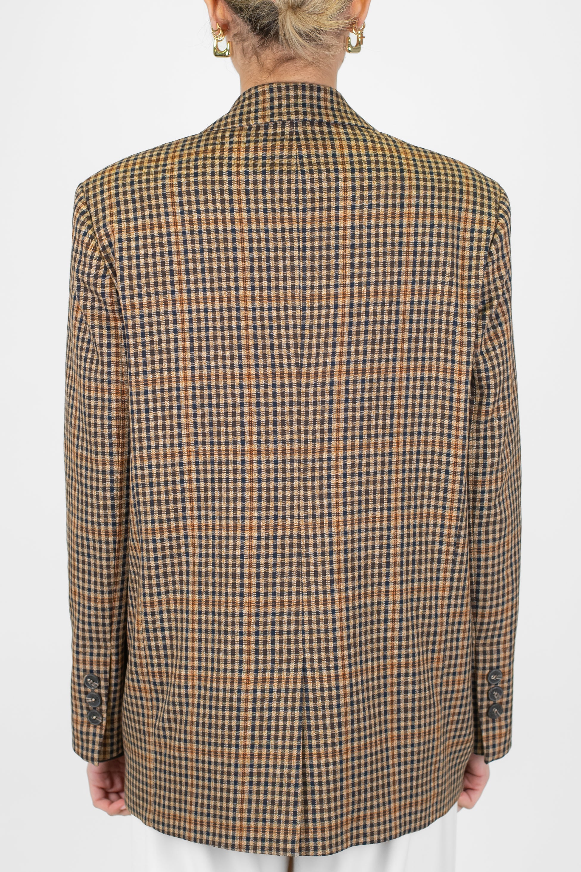 Haveone - Giacca microfantasia check con spalline e spilla gioiello