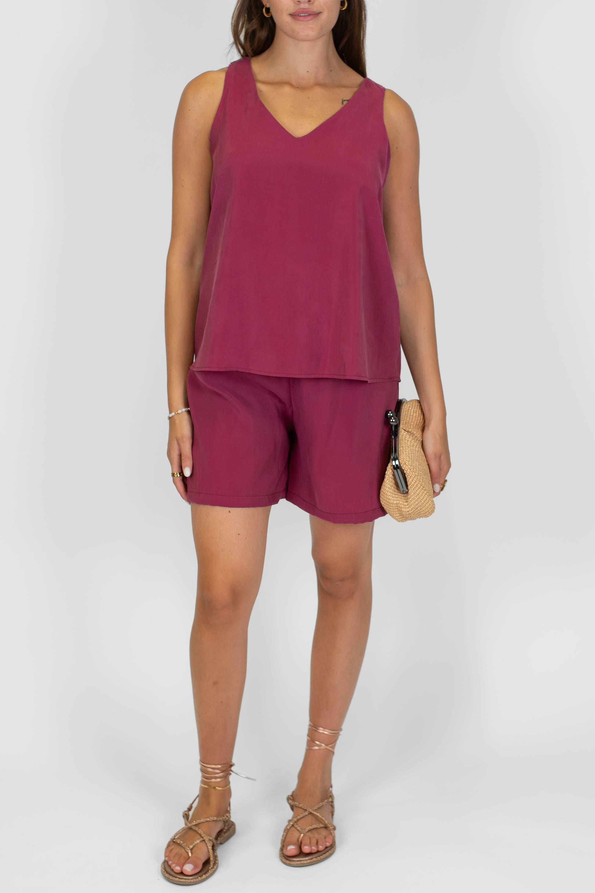Haveone - Coordinato top scollo v e short con coulisse in vita