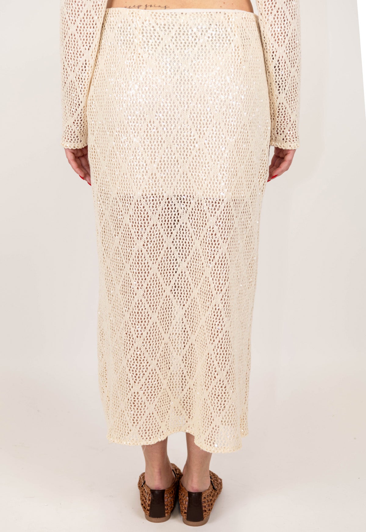 Haveone - Gonna a portafoglio in crochet con anello e paillettes