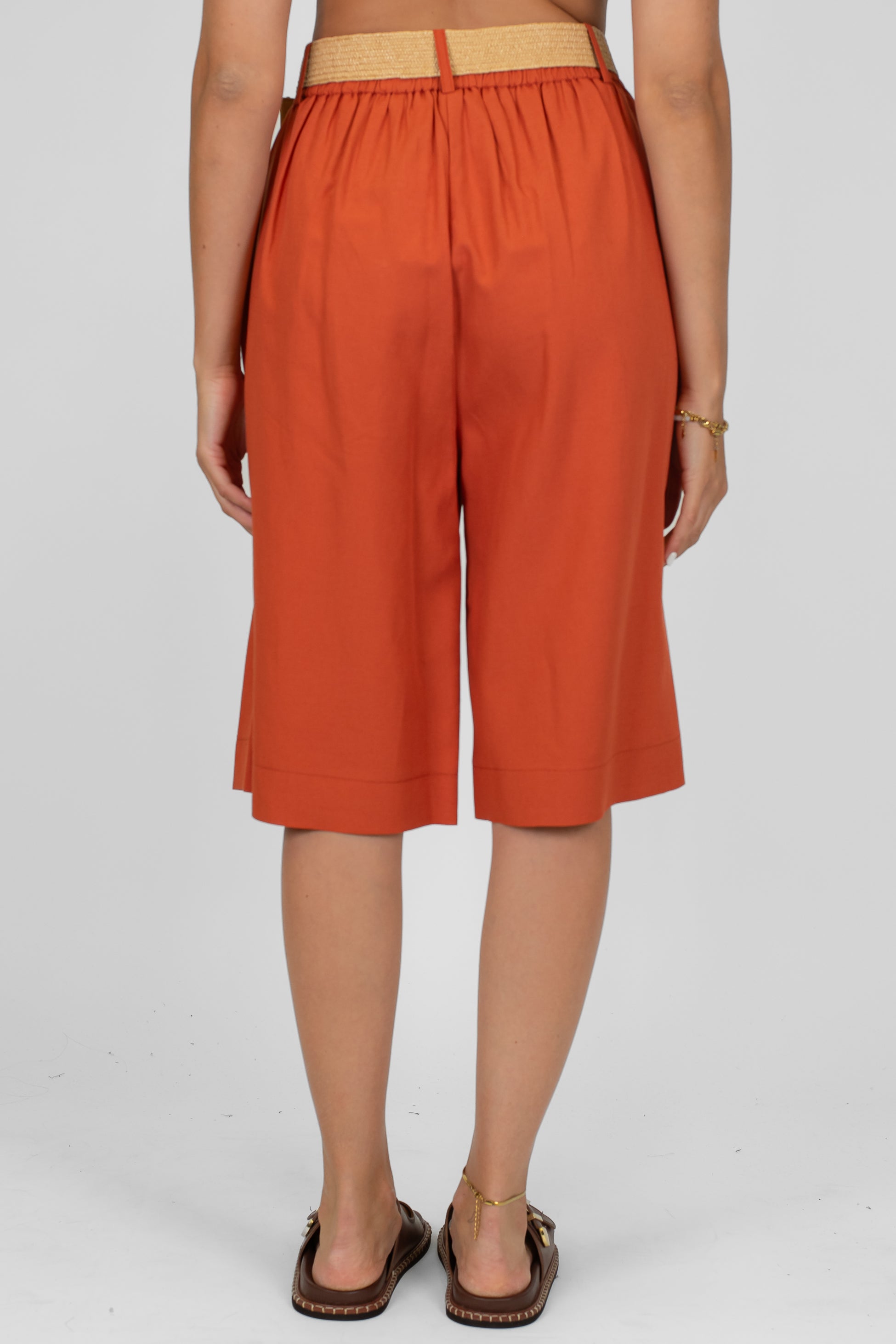 Dixie - Bermuda con pinces in misto lino