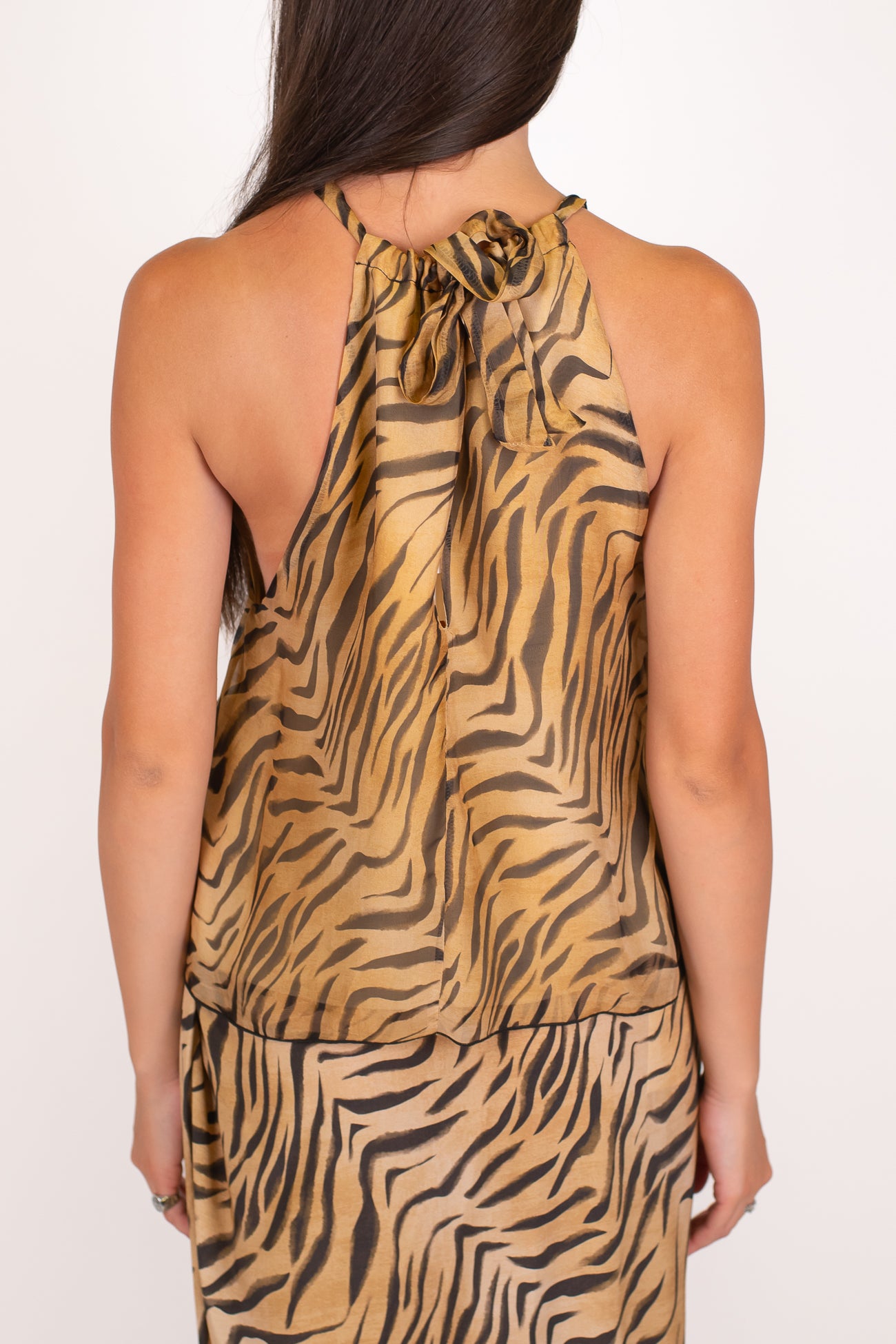 Dixie - Top fantasia animalier in misto seta