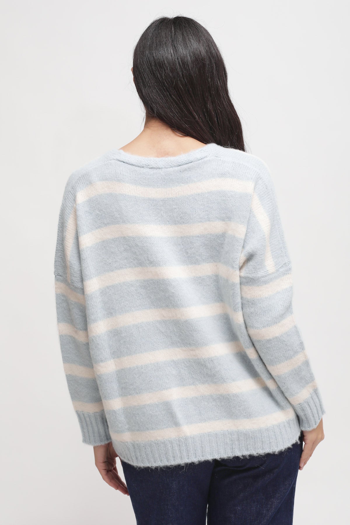 Maryley - Maglia over fantasia righe in misto lana