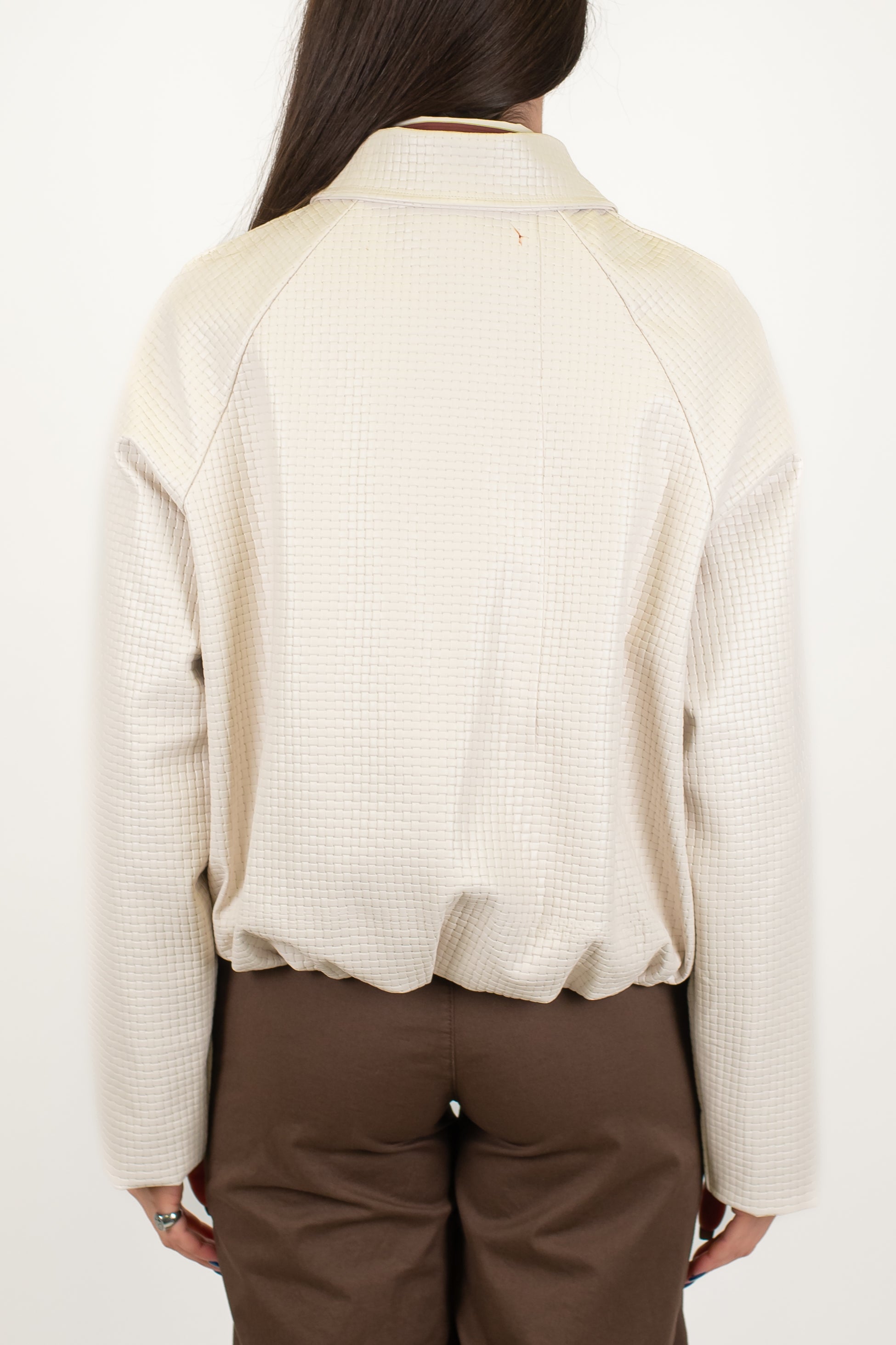Haveone - Bomber in ecopelle intrecciata con chiusura bottoni