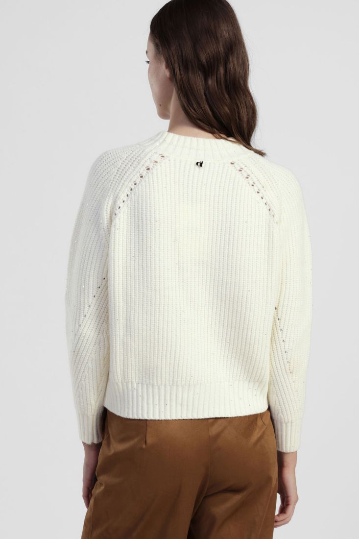 Dixie - Maglione girocollo a costine con paillettes