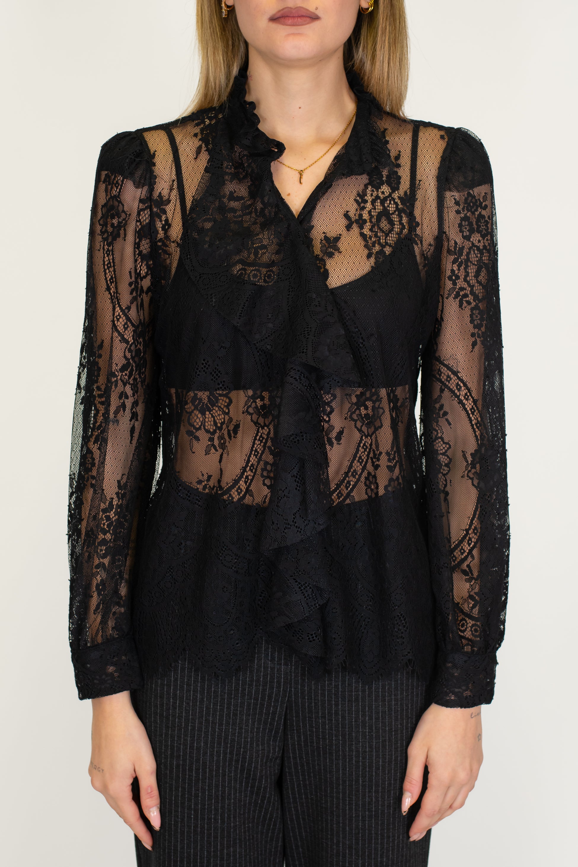 Motel - Camicia con ricami in pizzo