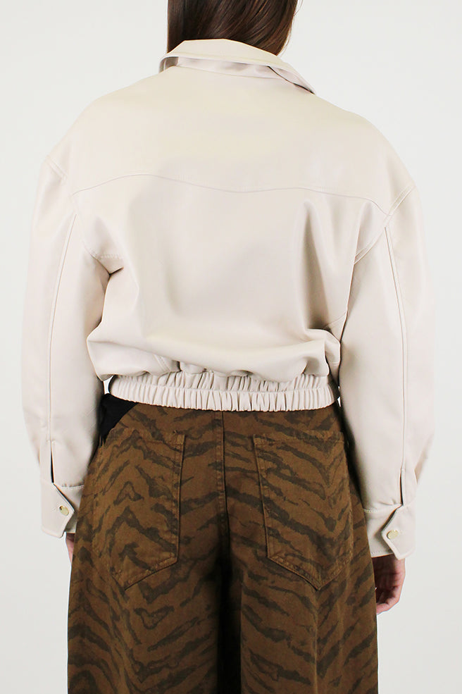Motel - Bomber crop in ecopelle fantasia intrecciata con chiusura a zip a scomparsa