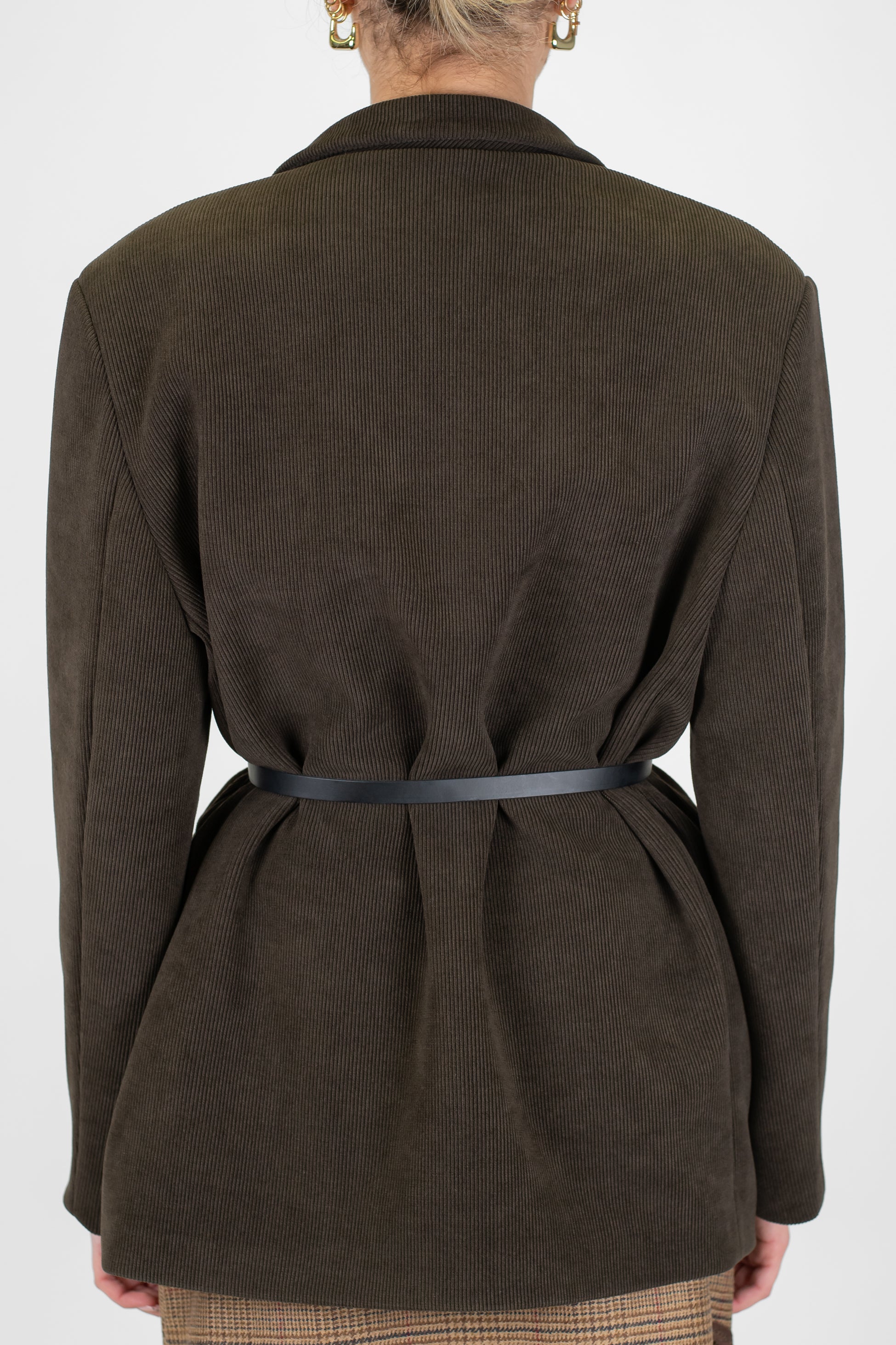 Haveone - Giacca monopetto in velluto a coste con spilla