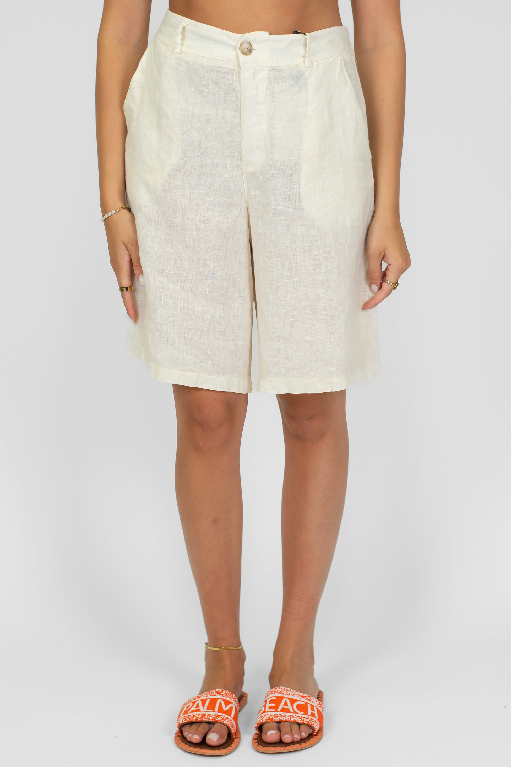 Haveone - Bermuda in puro lino con elastico sul retro