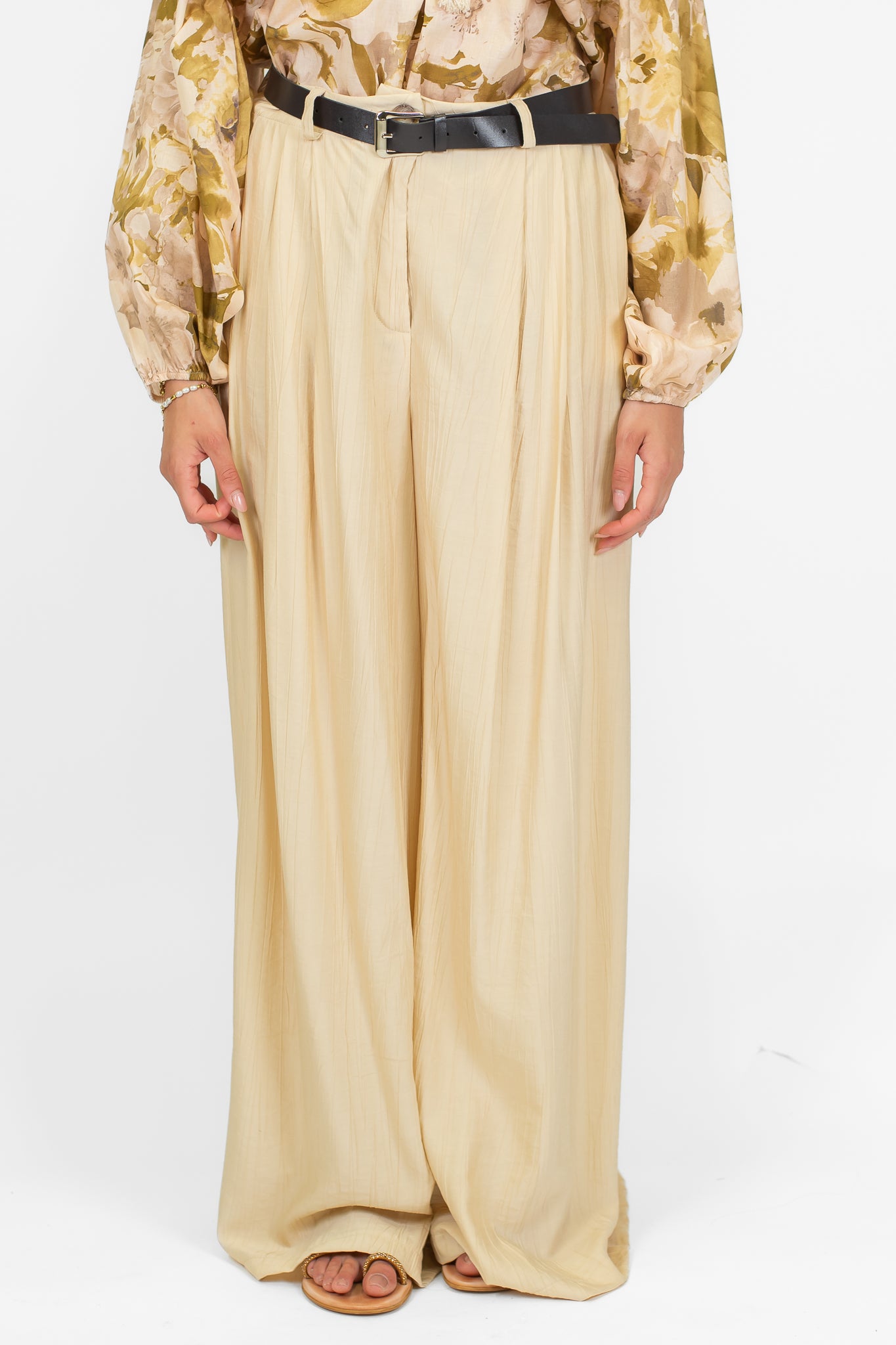 Haveone - Pantalone palazzo con pinces in viscosa leggera