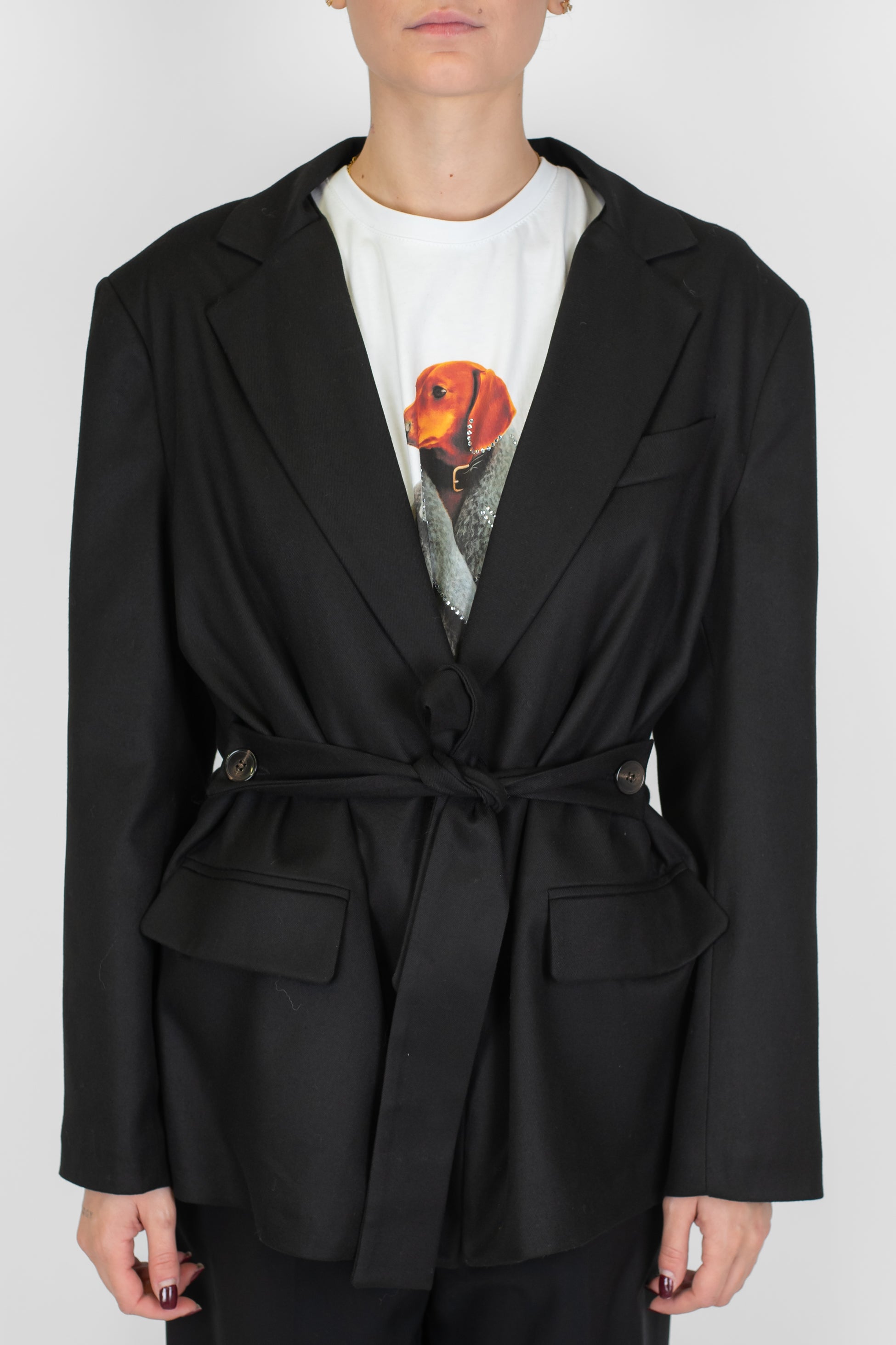 Tensione in - Giacca a portafoglio con cintura in tessuto