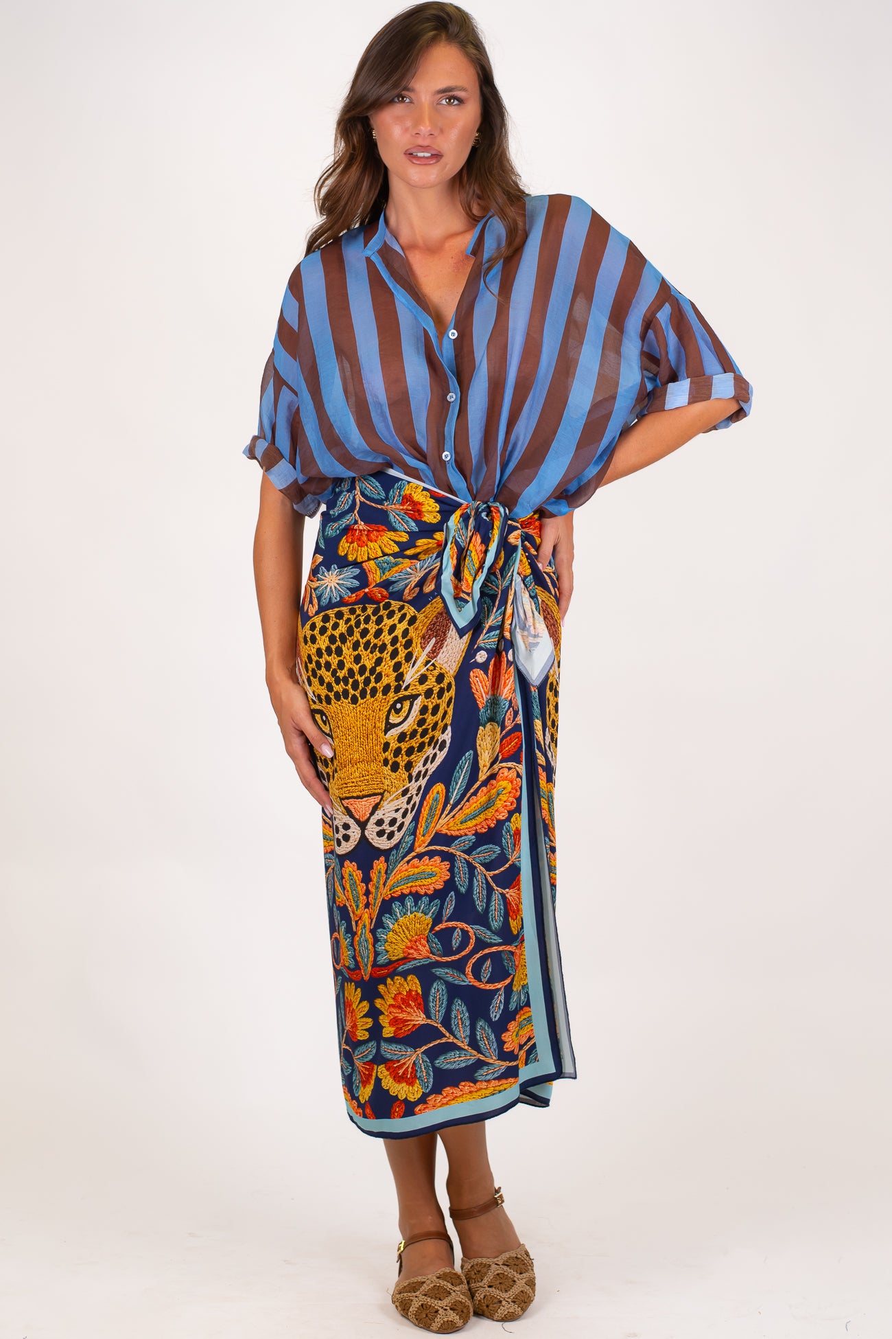 Haveone - Gonna pareo in viscosa leggera fantasia tigre