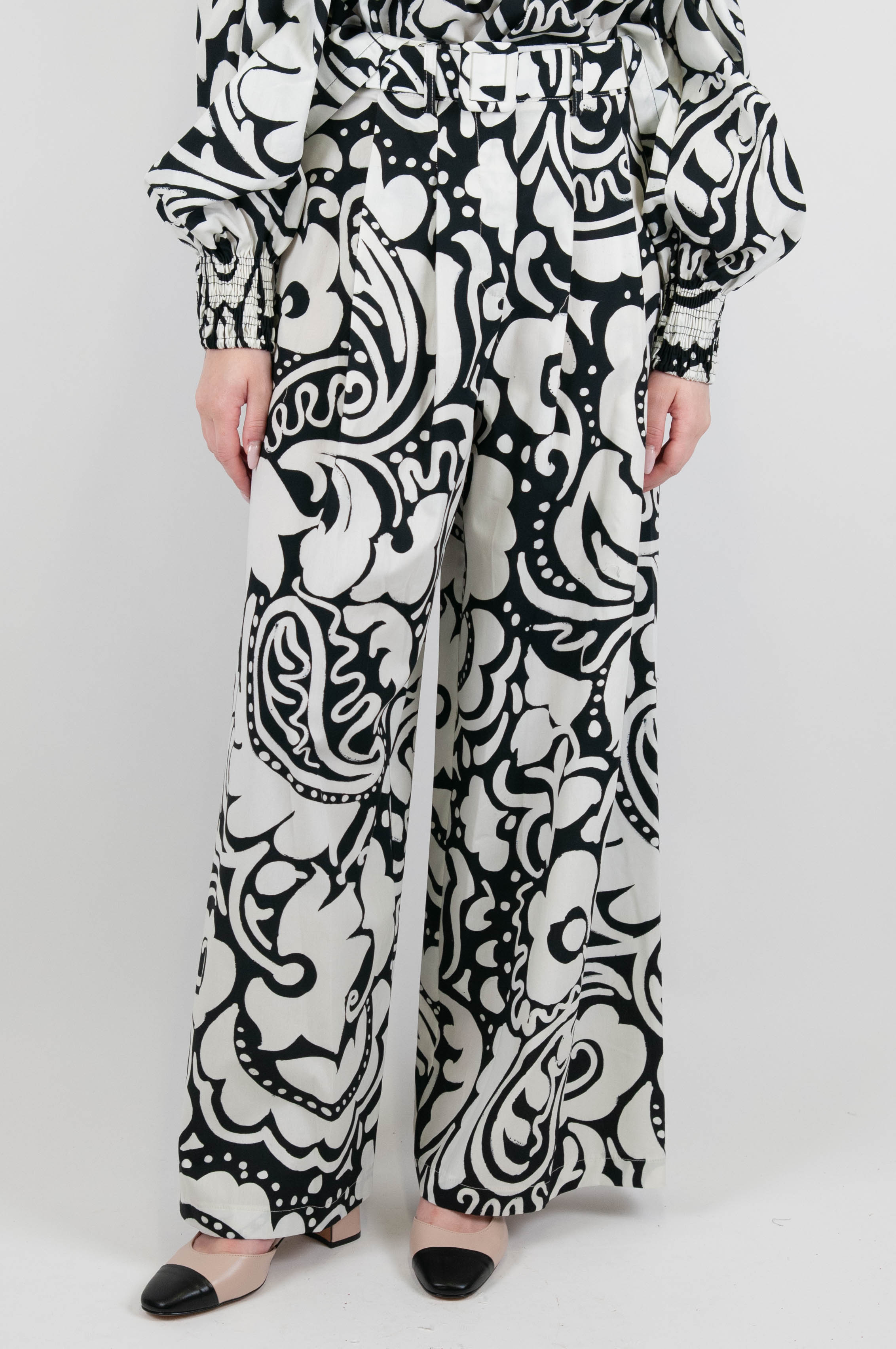 Tension in - Abstract patterned cotton palazzo trousers