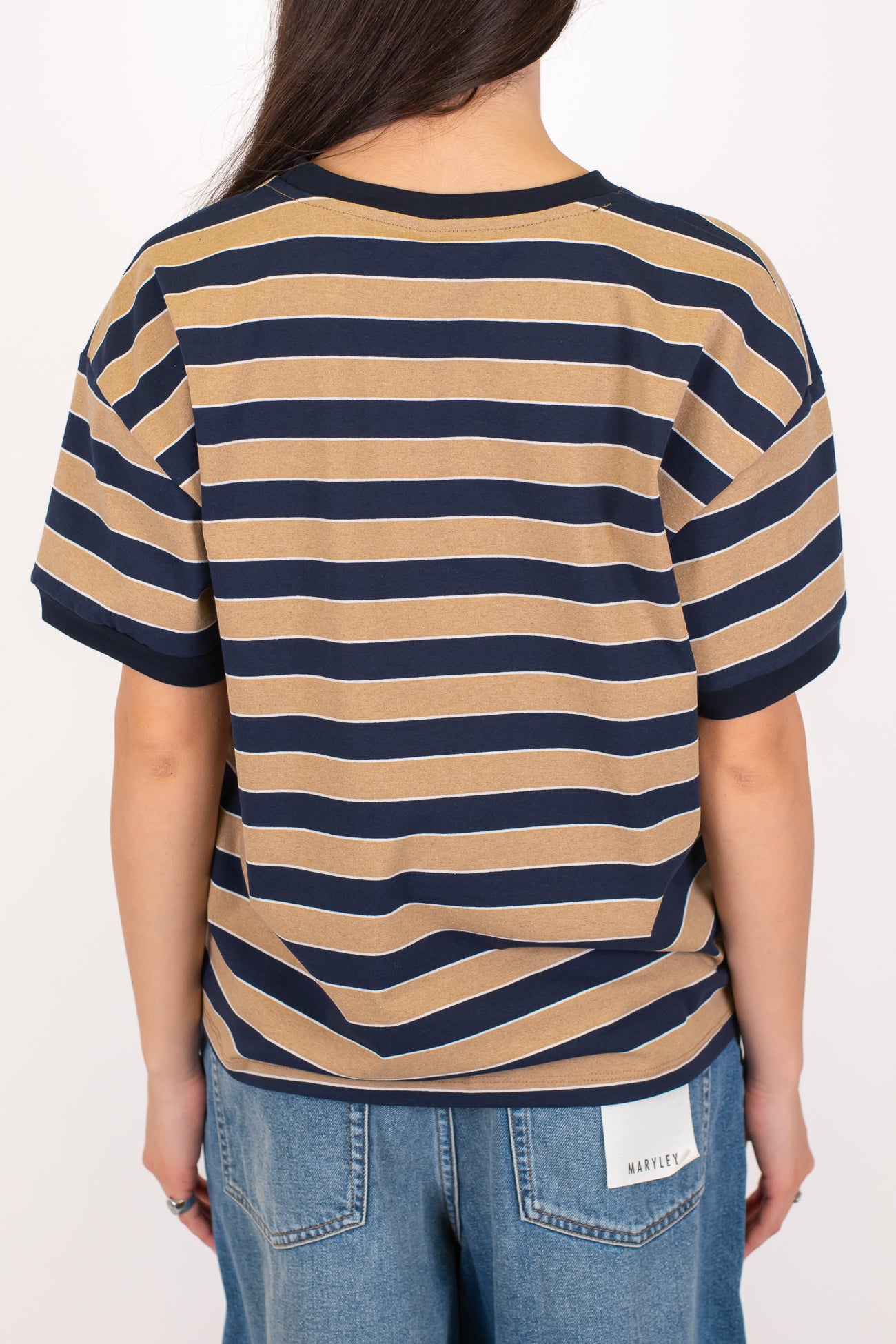 Tensione in - T-shirt fantasia a righe a contrasto