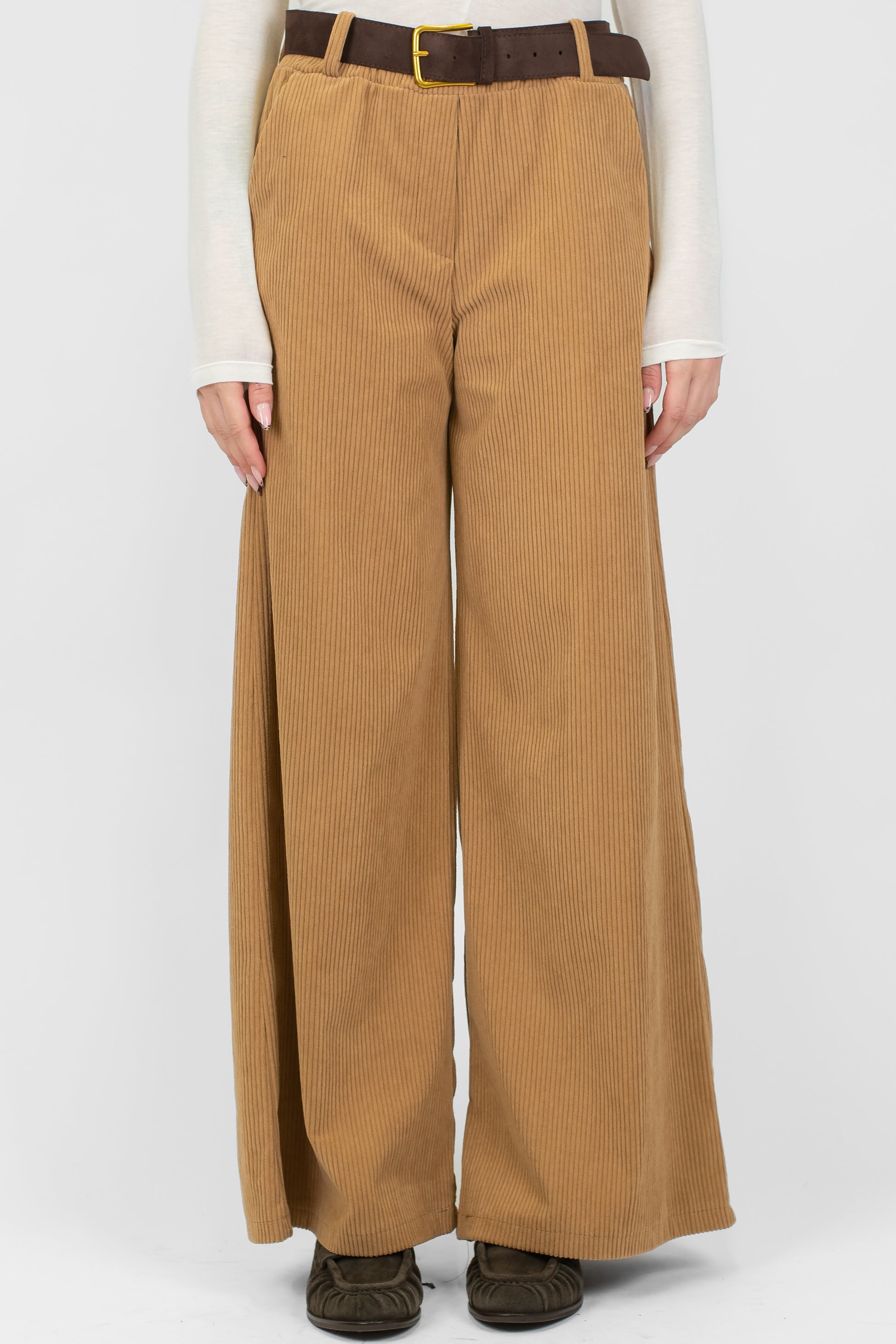 Haveone - Pantalone palazzo in velluto a coste