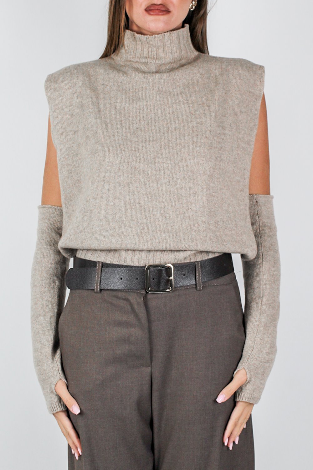 Maryley - Lupetto con manicotti in misto lana e cashmere