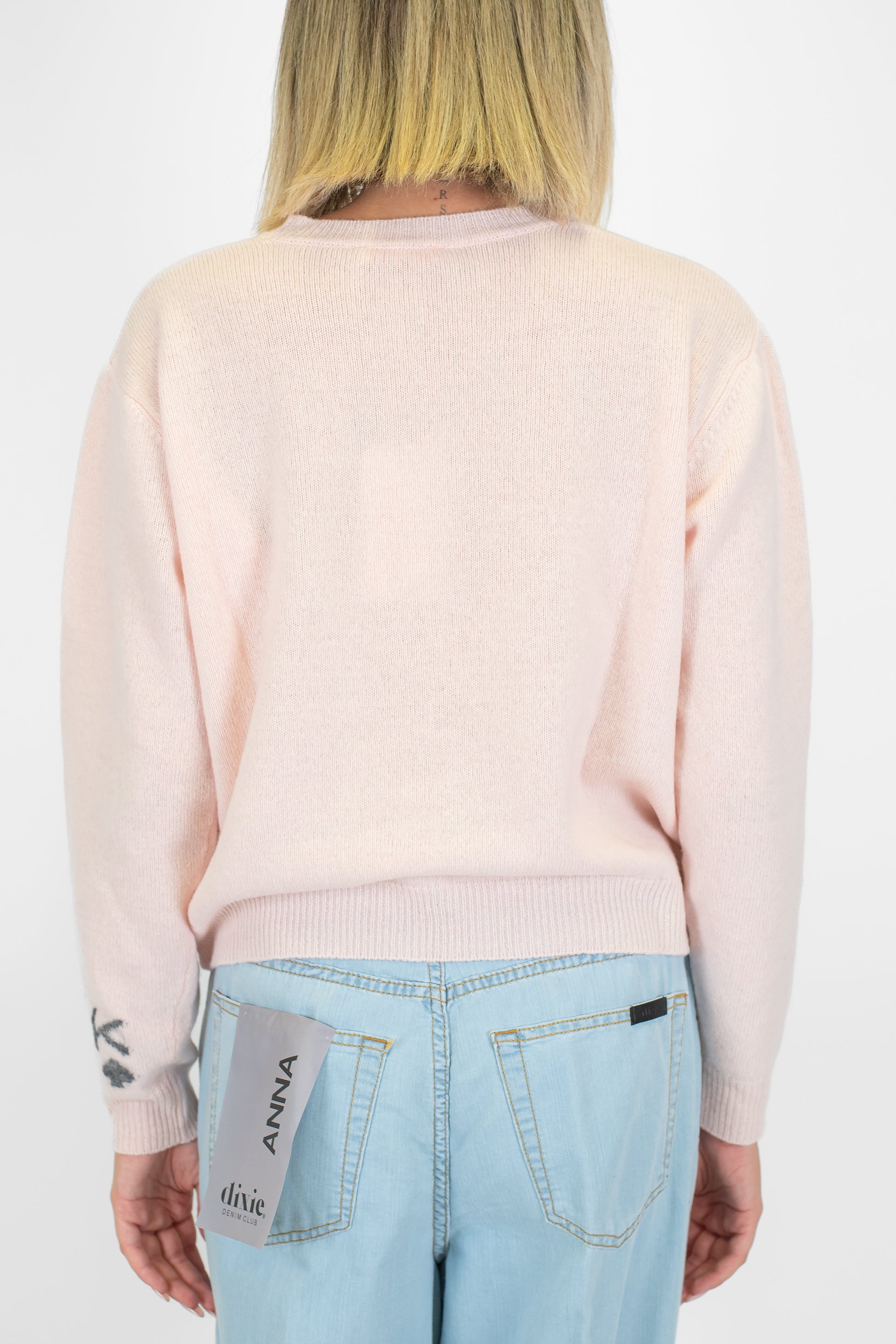 Kontatto - Maglia girocollo in pura lana con cuore