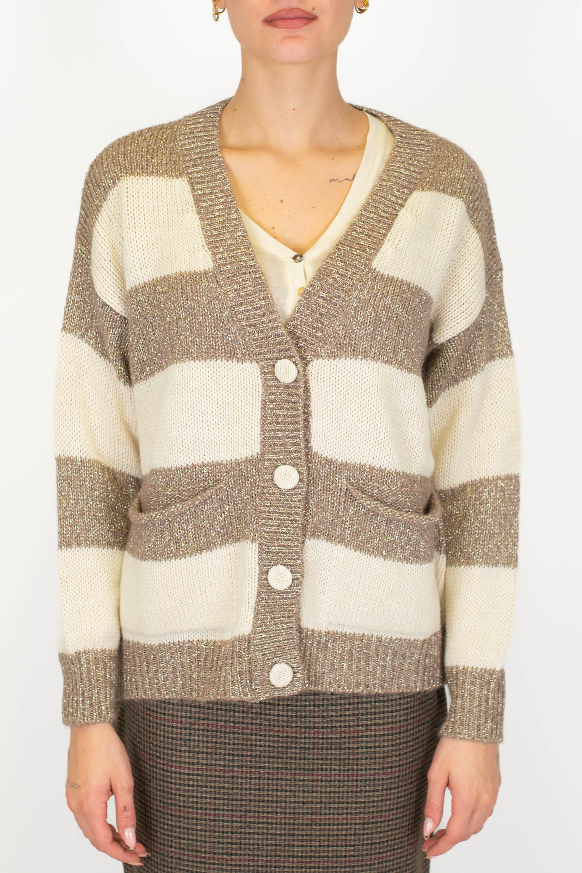 Motel - Cardigan a righe lurex