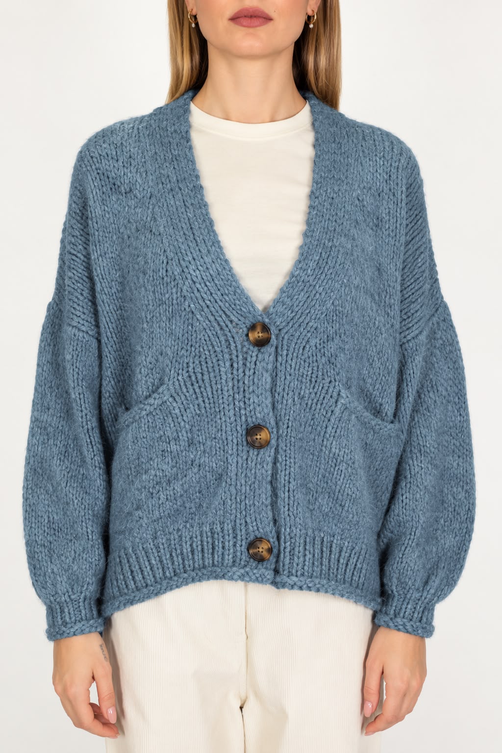 Haveone - Cardigan over in misto lana con chiusura a tre bottoni