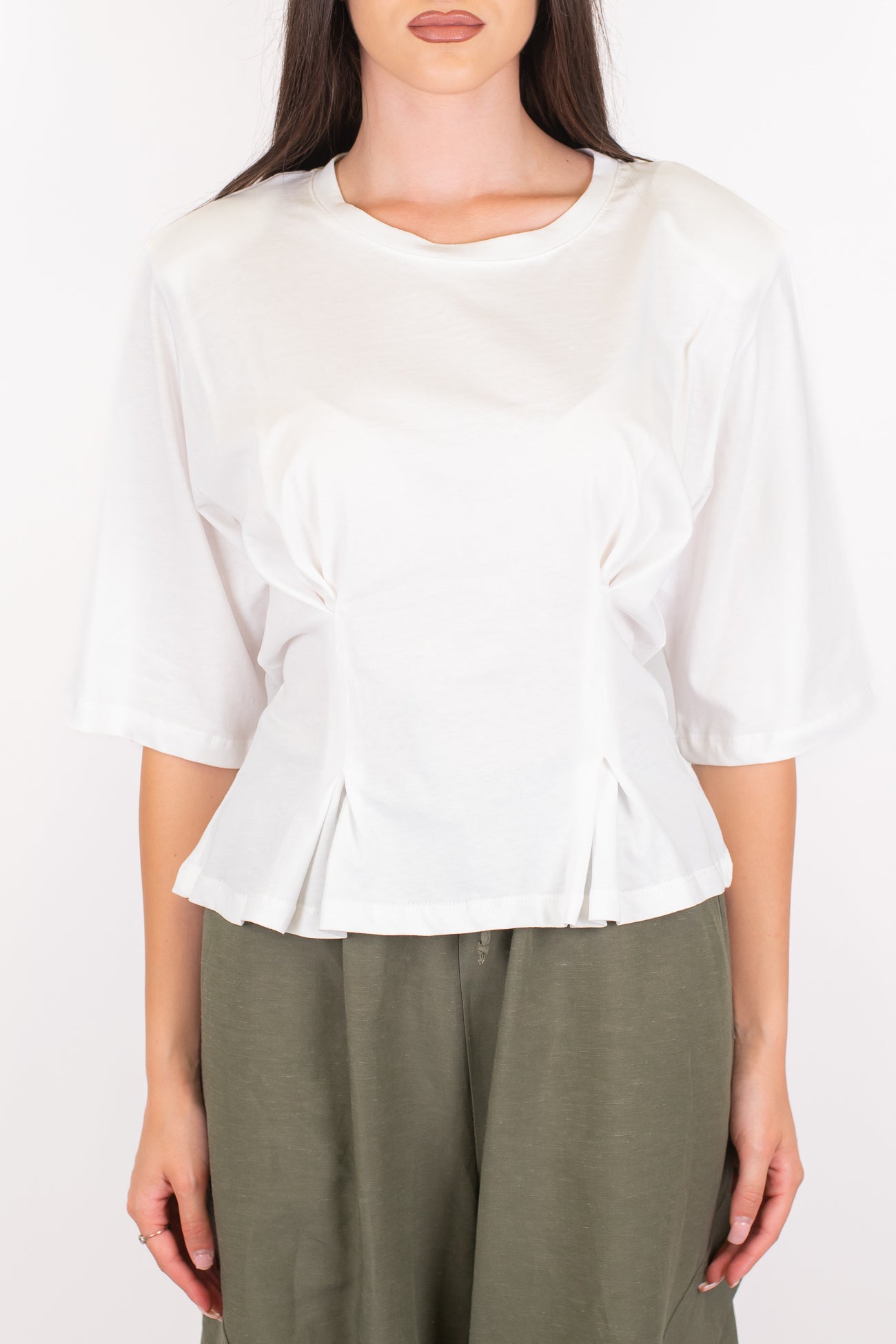 Dixie - T-shirt crop con pinces e arriccio