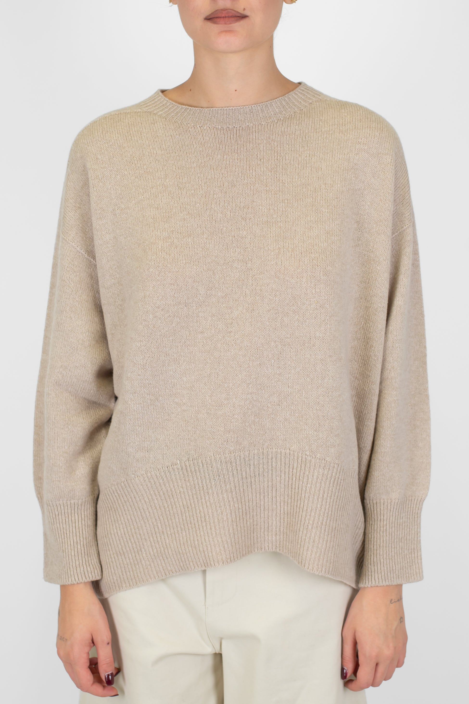 Tensione in - Maglia girocollo in misto cashmere con orlo stondato