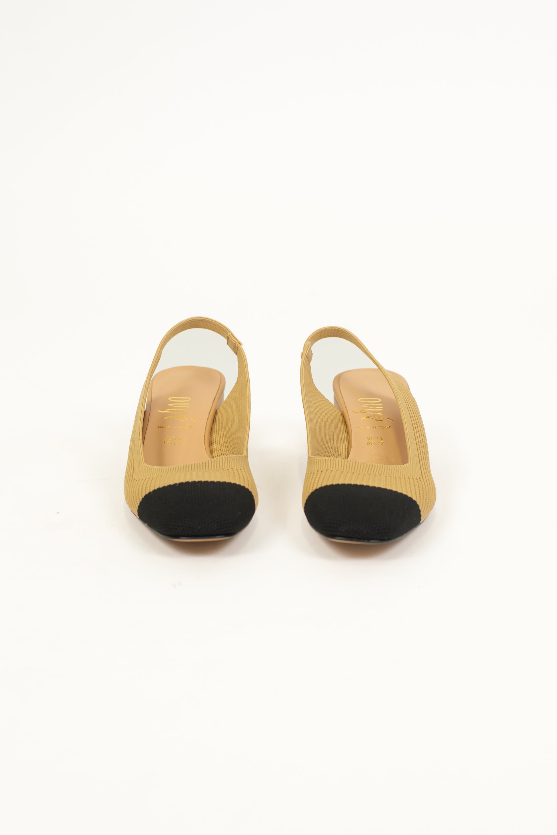 Ovyé - Slingback in maglia tramata con punta a contrasto