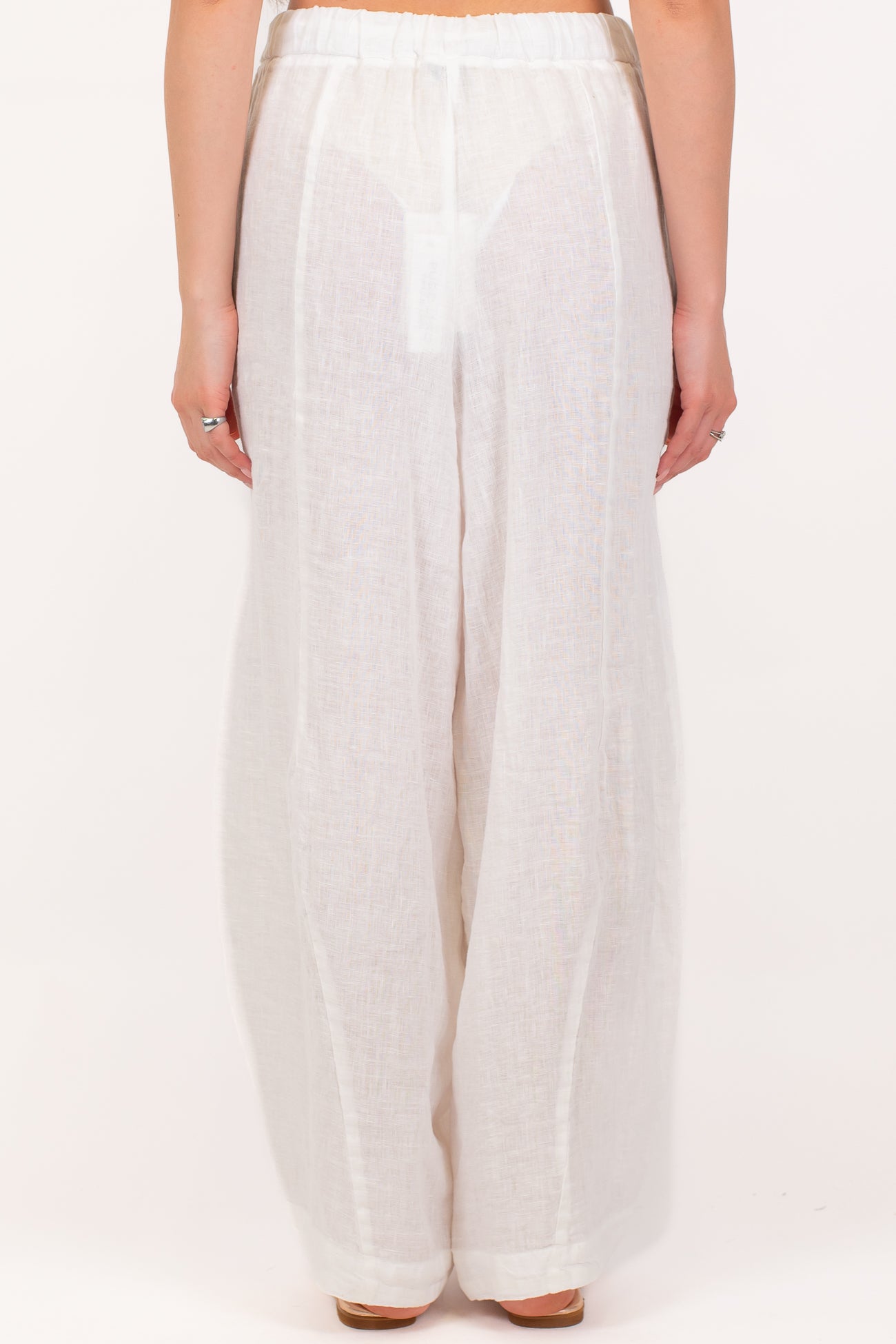 Motel - Pantalone balloon in puro lino con coulisse