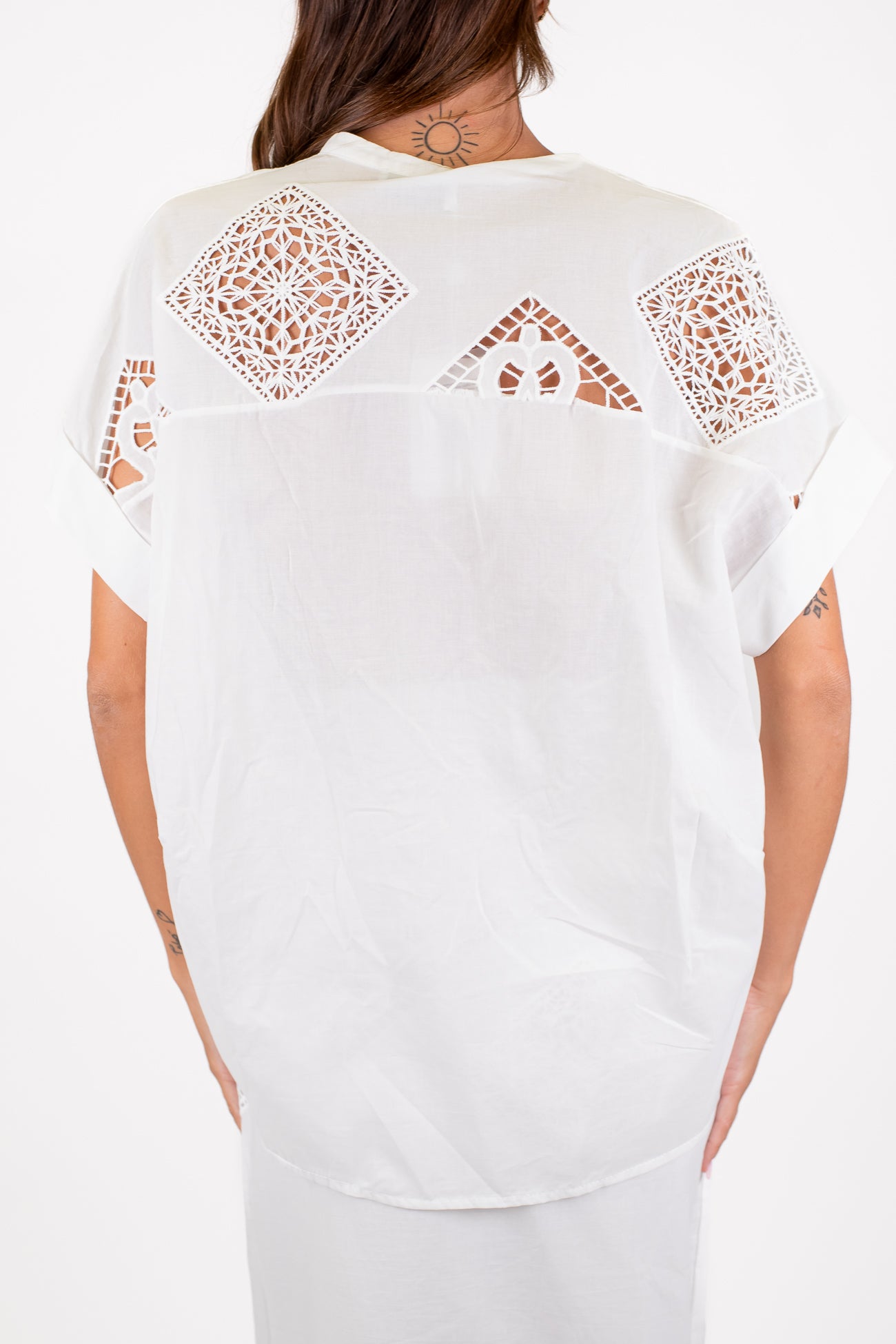 Motel - Camicia in cotone con inserti crochet