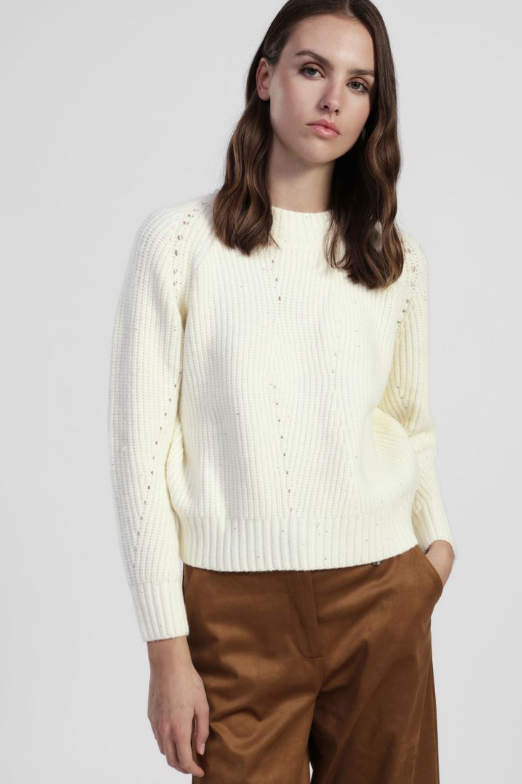 Dixie - Maglione girocollo a costine con paillettes