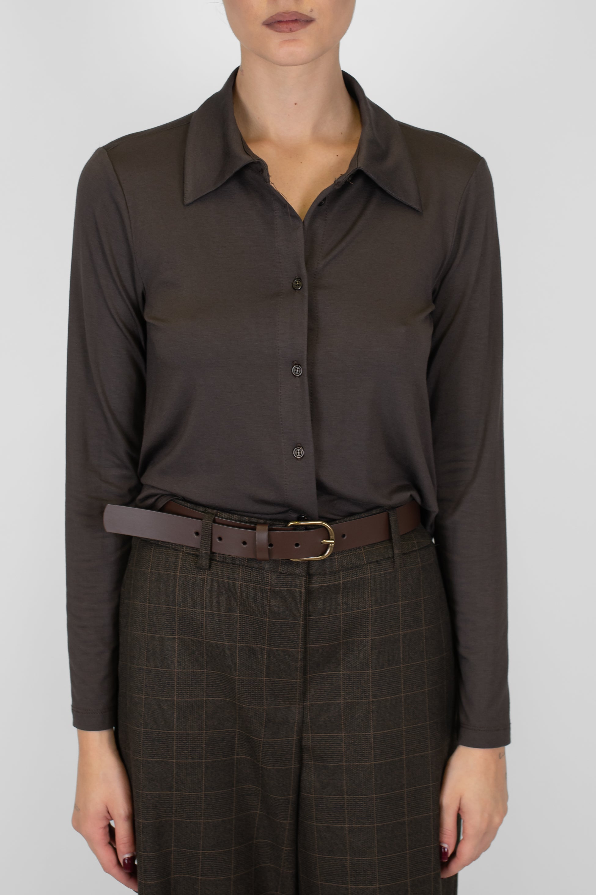 Dixie - Camicia slim in viscosa tinta unita