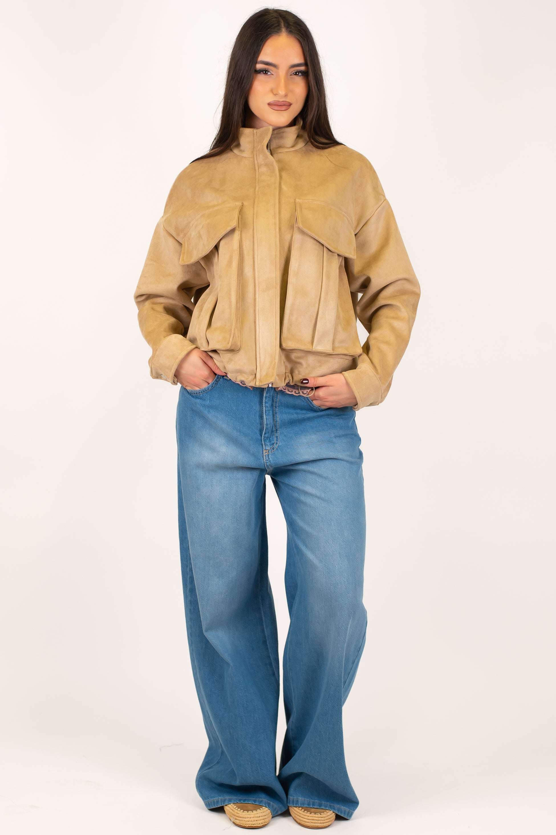 Maryley - Bomber in suede con tasconi