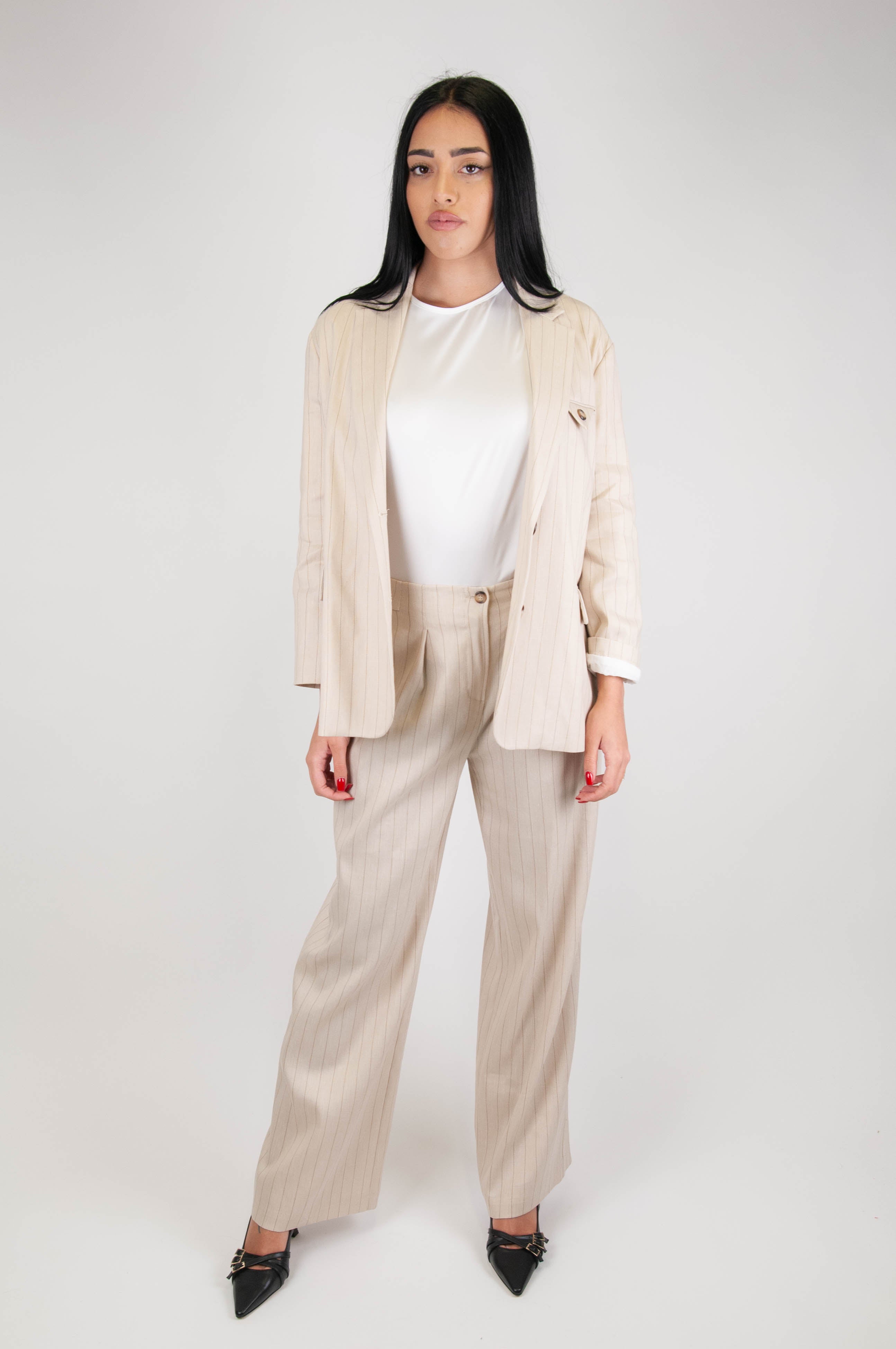 Tension in - Single-breasted pinstripe jacket in linen blend