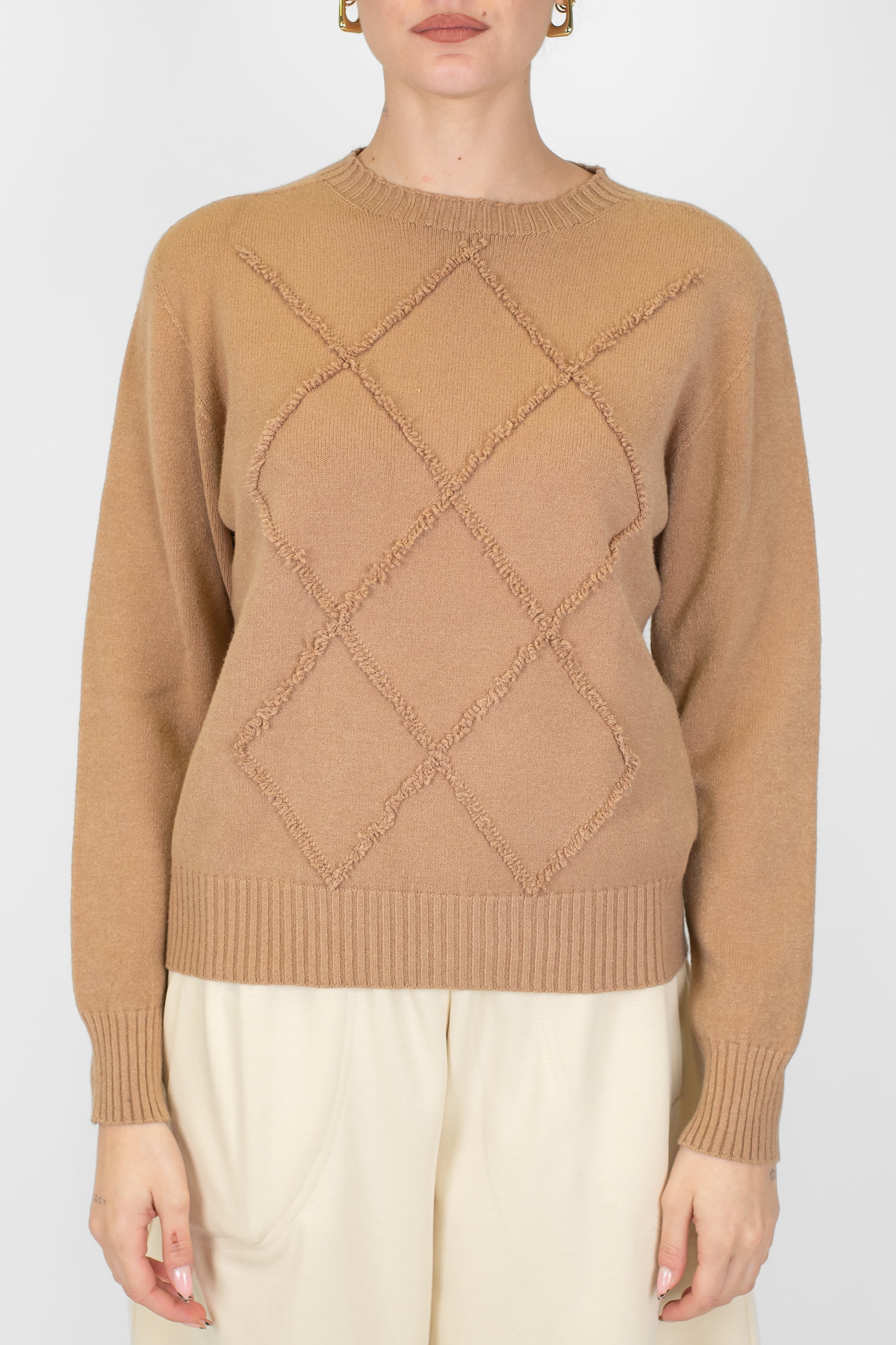 Motel - Maglia girocollo con rombi ricamati