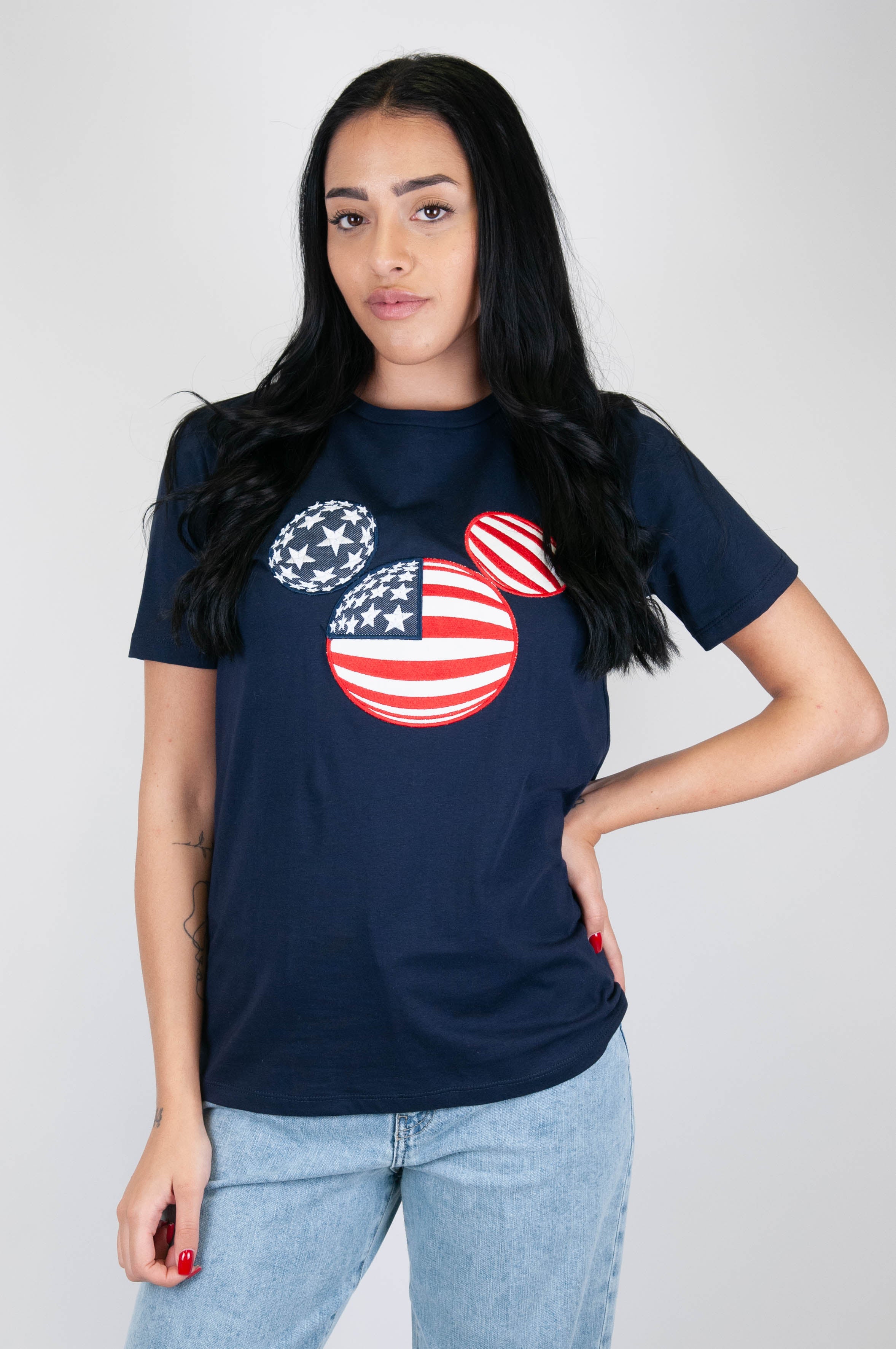 Tension in - T-shirt with American Mickey Mouse patch