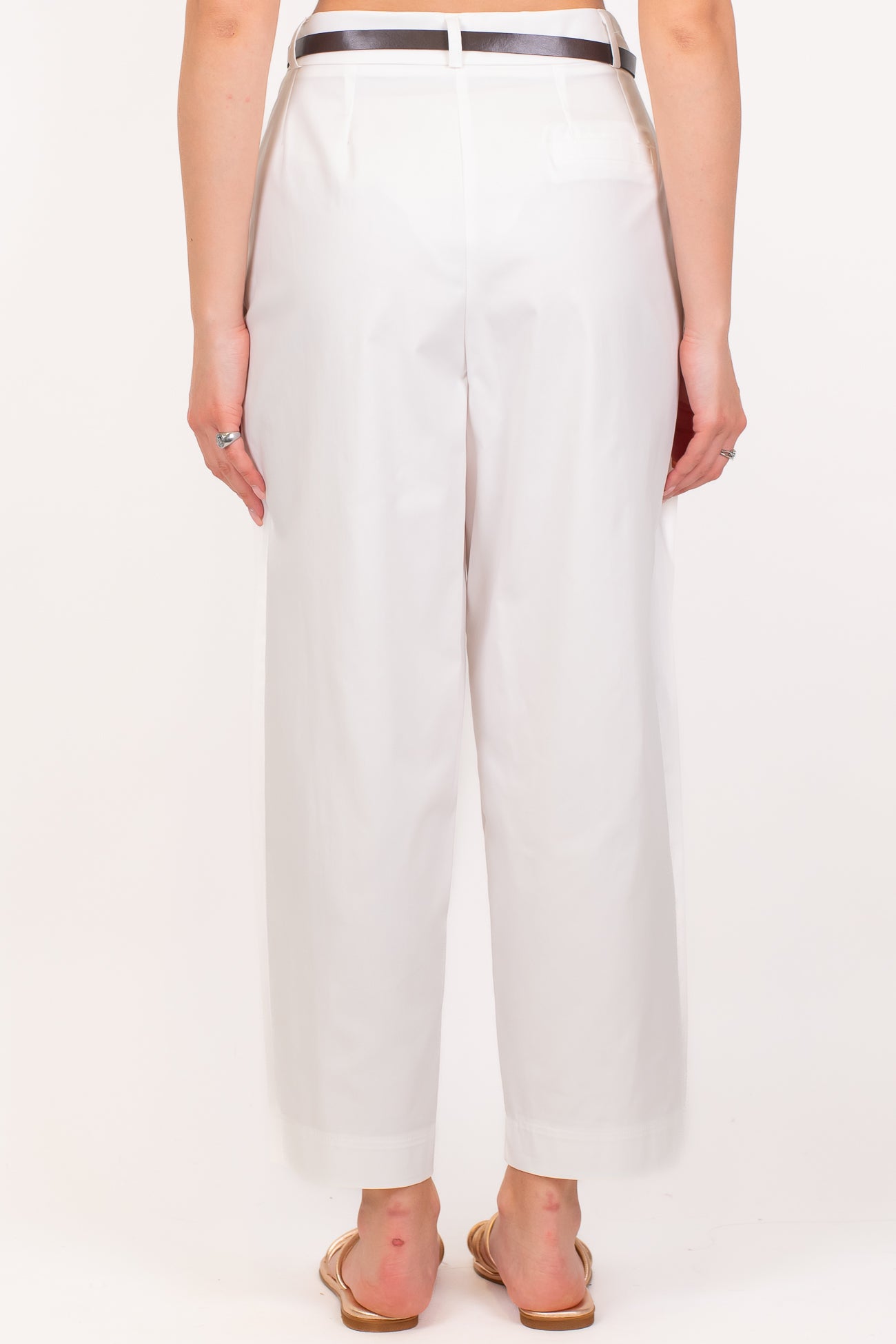 Maryley - Pantalone regular crop in tela paracadute con pinces