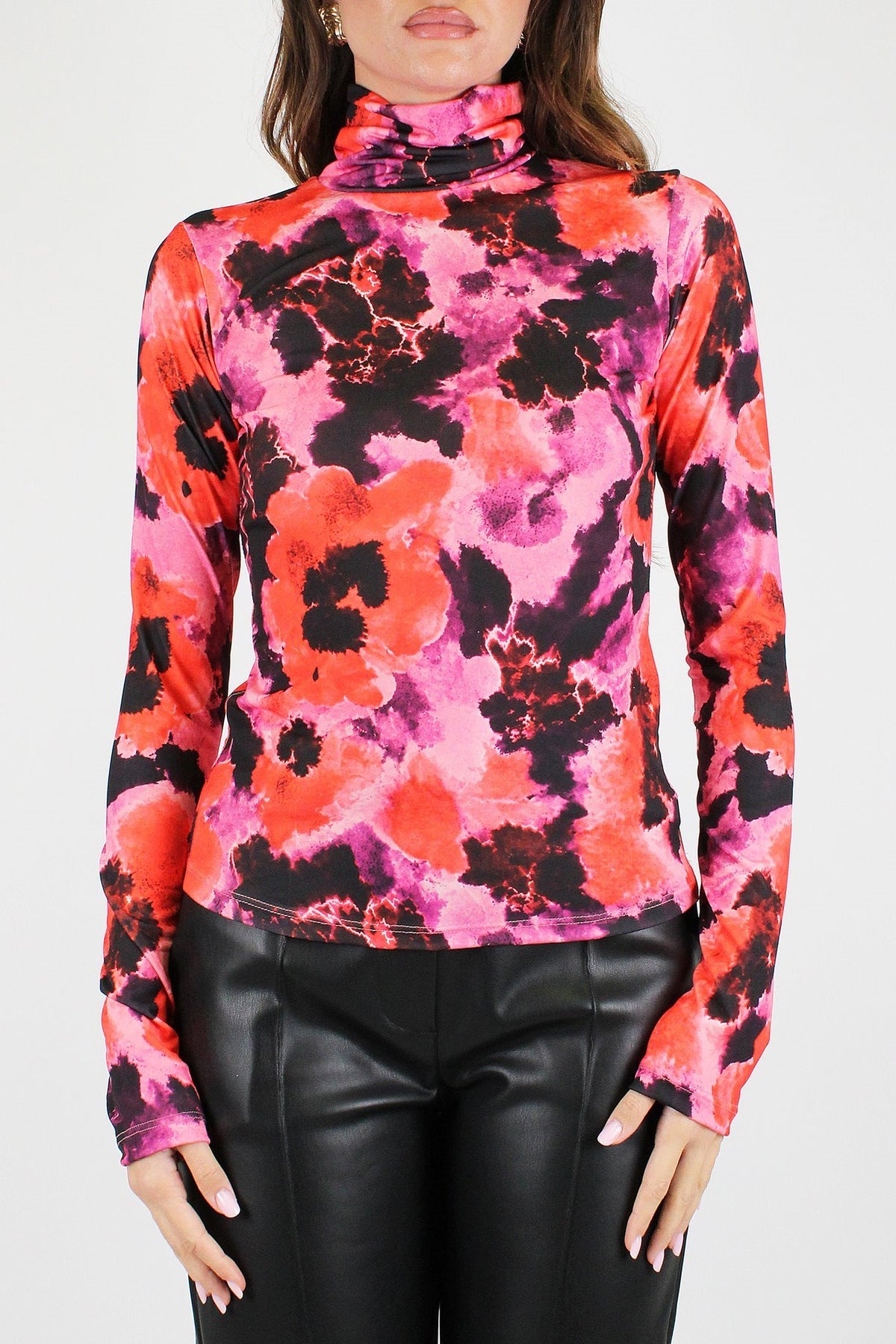 Tensione in - Shirt basic collo alto fantasia astratta