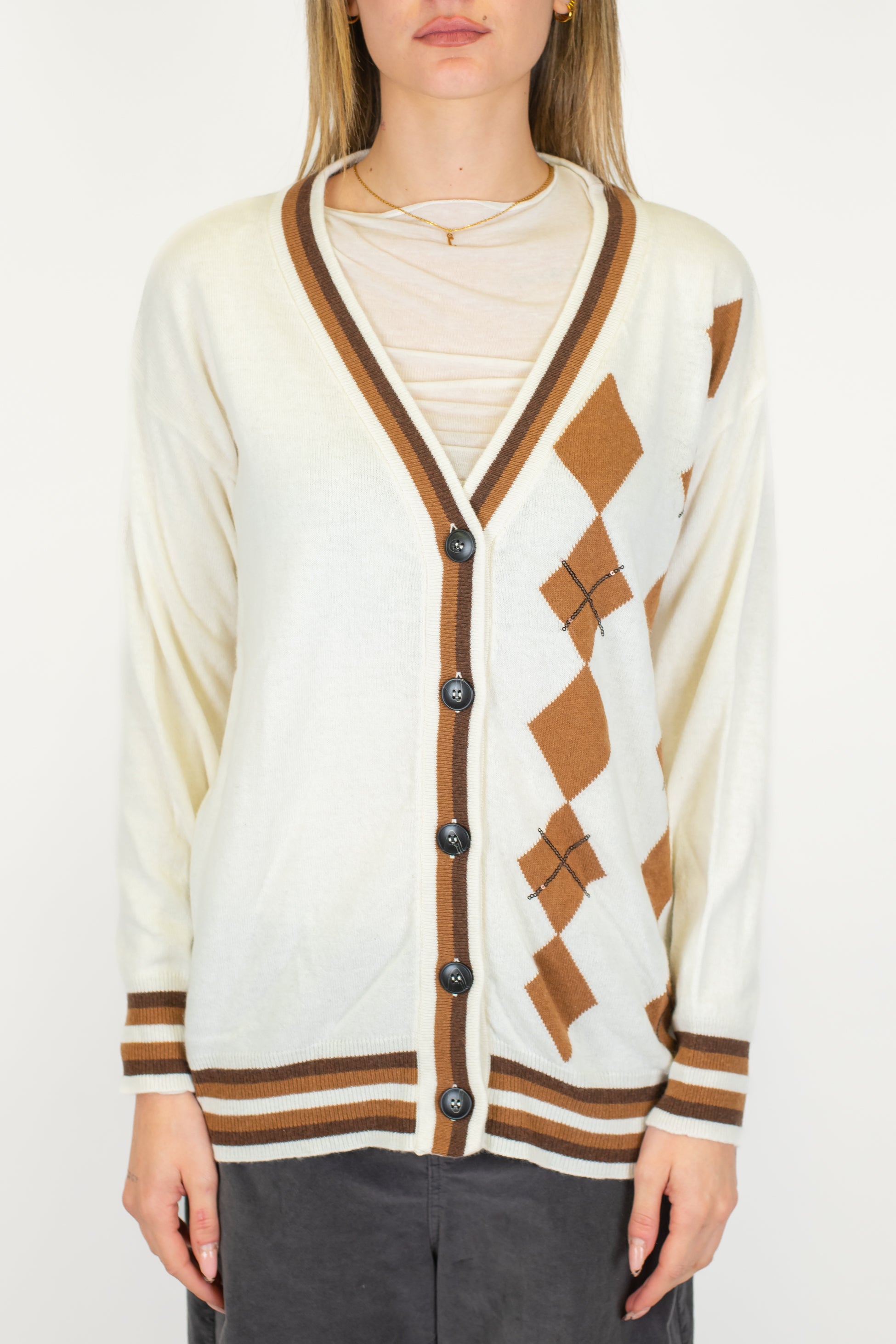 Motel - Cardigan in misto lana/viscosa con rombi