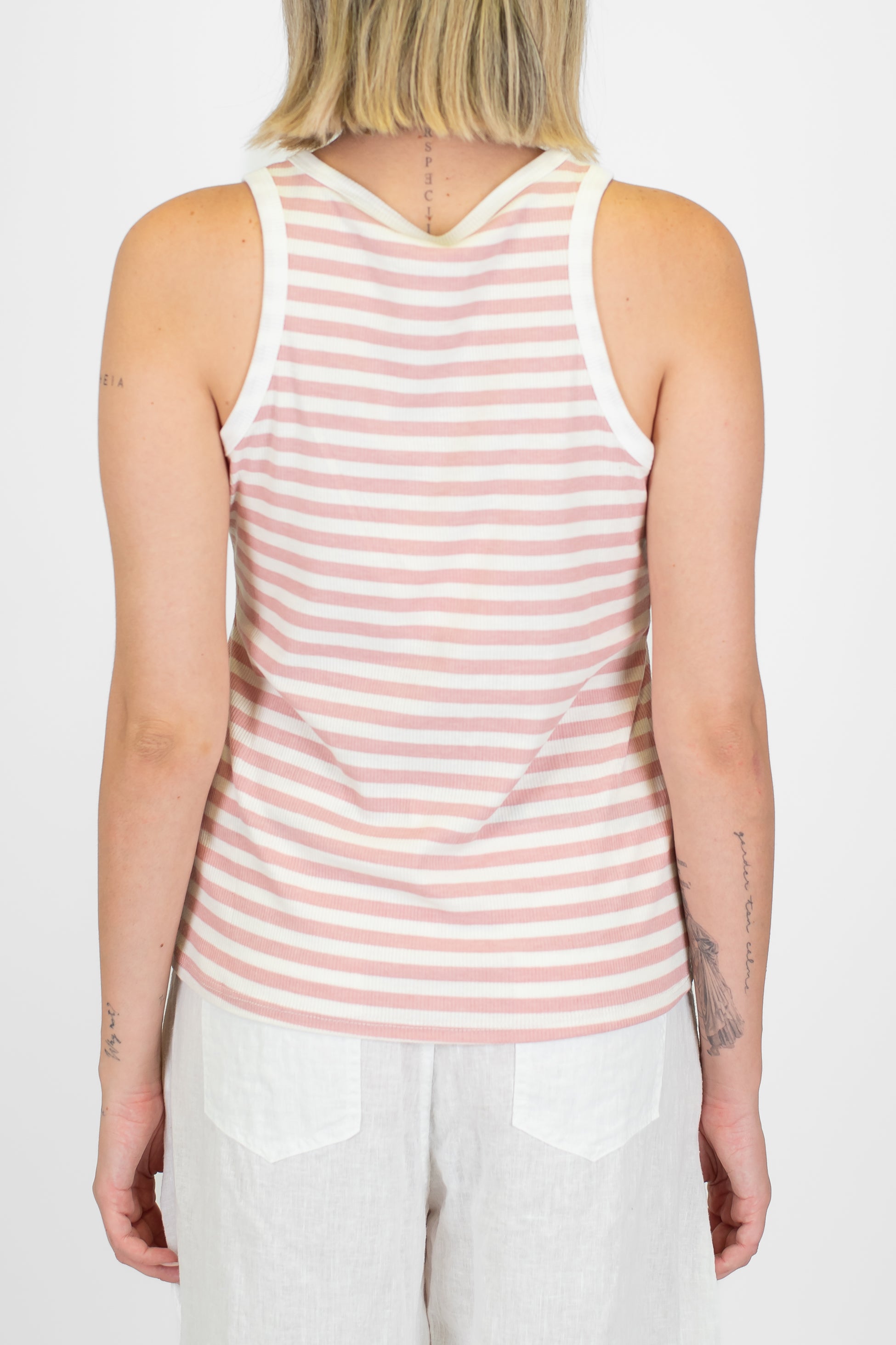 Tensione in - Canotta fantasia a righe in viscosa leggera