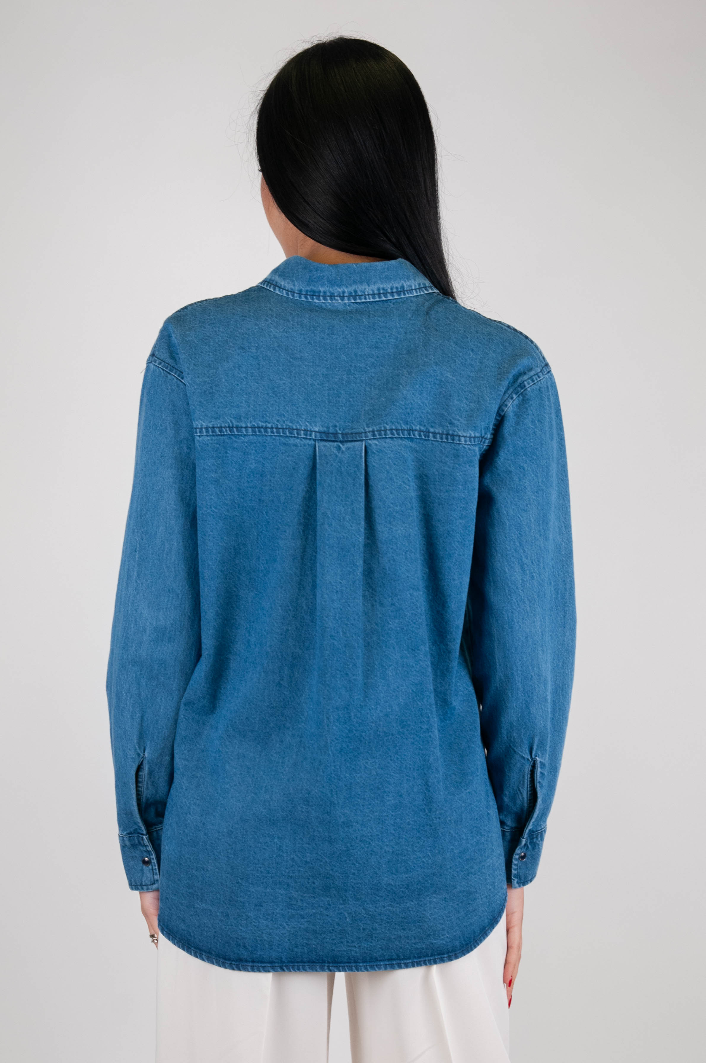 Tension in - Denim shirt with sequined pockets