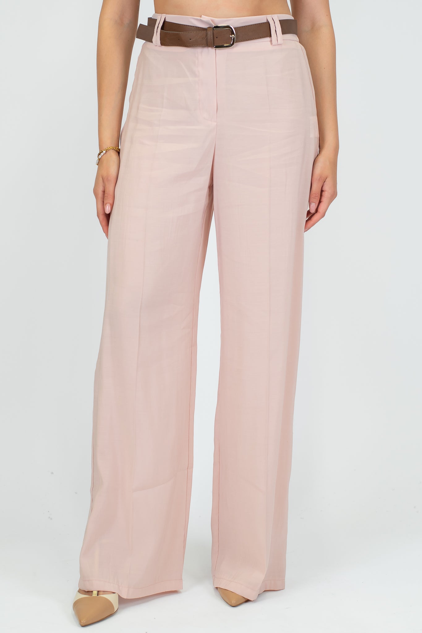 Haveone - Pantalone palazzo con elastico dietro e cintura