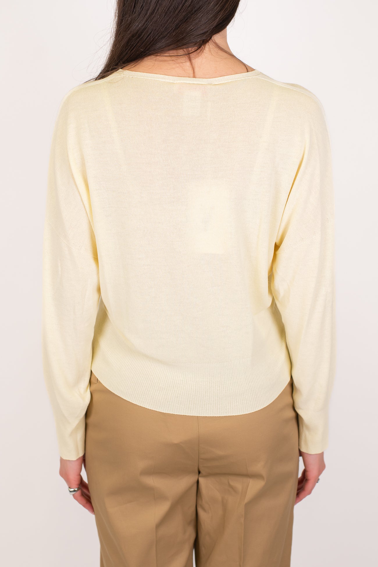 Kontatto - Maglia crop scollo a V in viscosa leggera