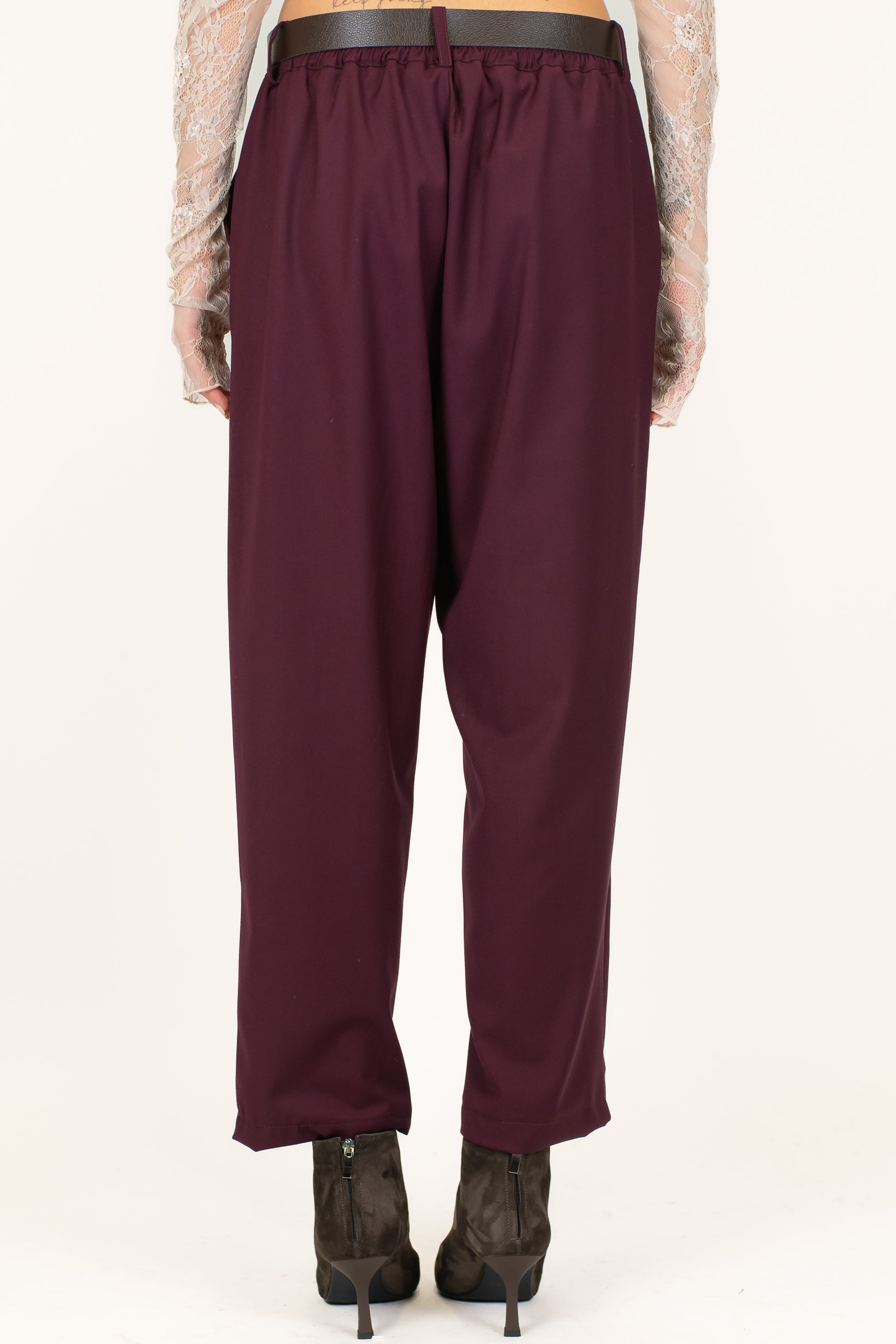 Haveone - Pantalone tinta unita con elastico sul retro