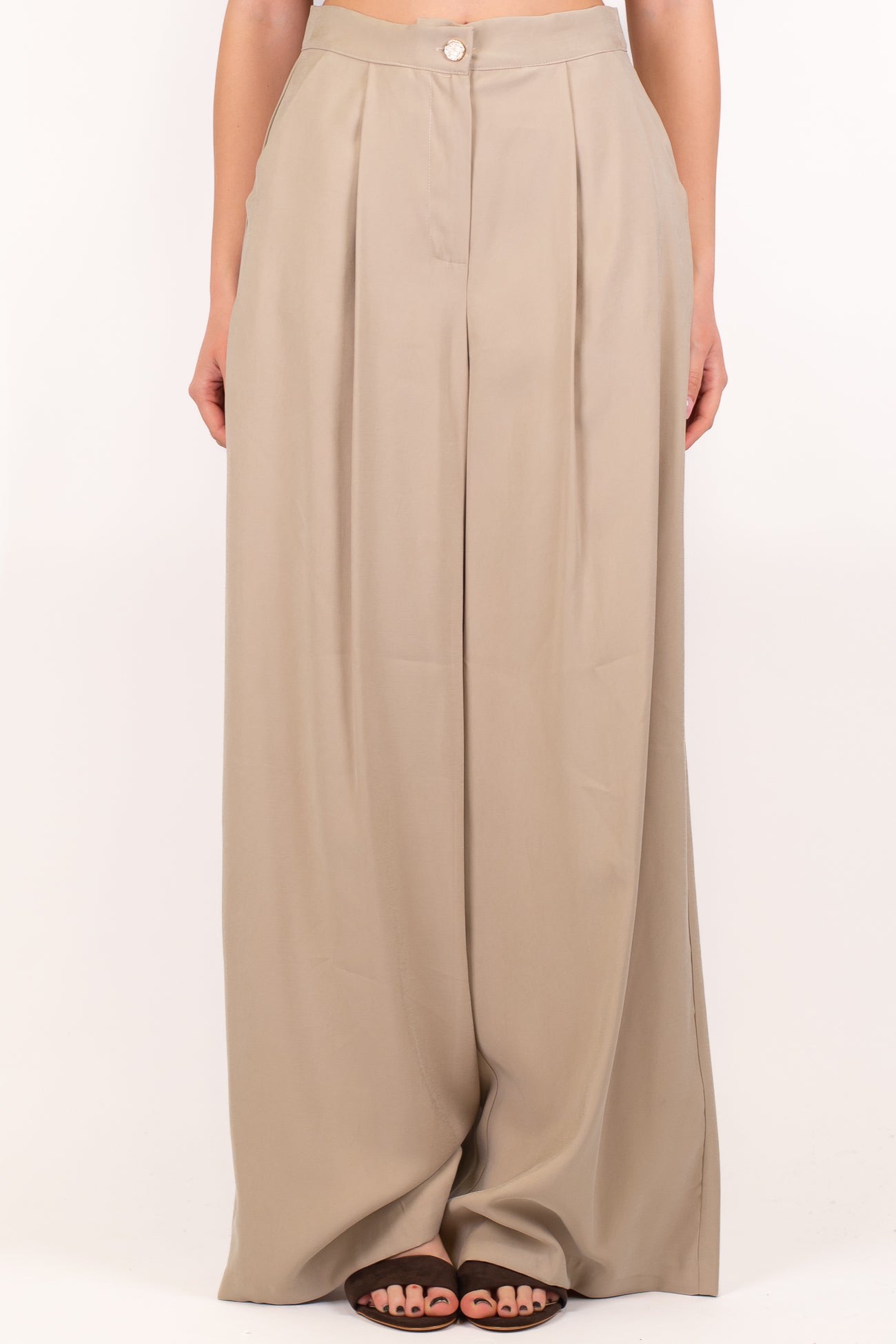 Haveone - Pantalone palazzo con pinces in viscosa
