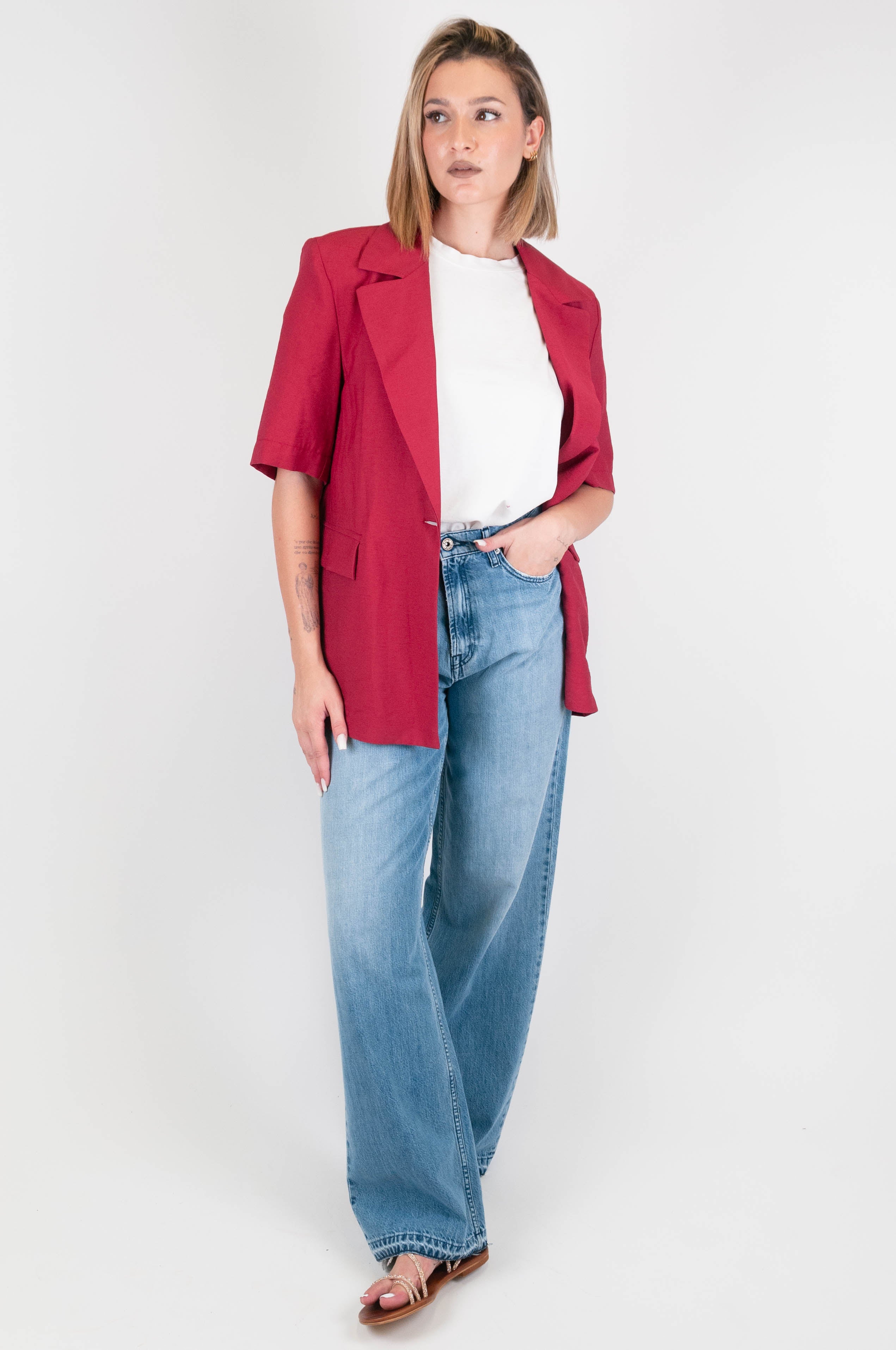 Maryley - Jeans palazzo con lavaggio chiaro