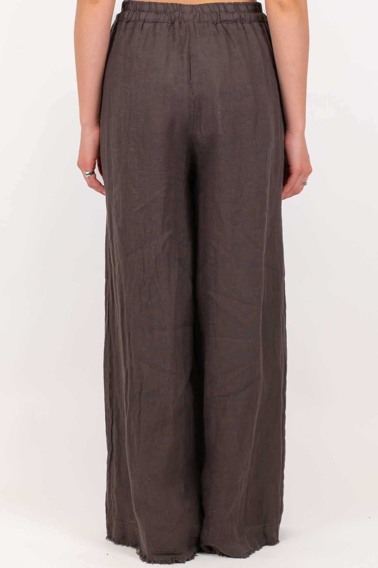 Motel - Pantalone palazzo in puro lino con coulisse