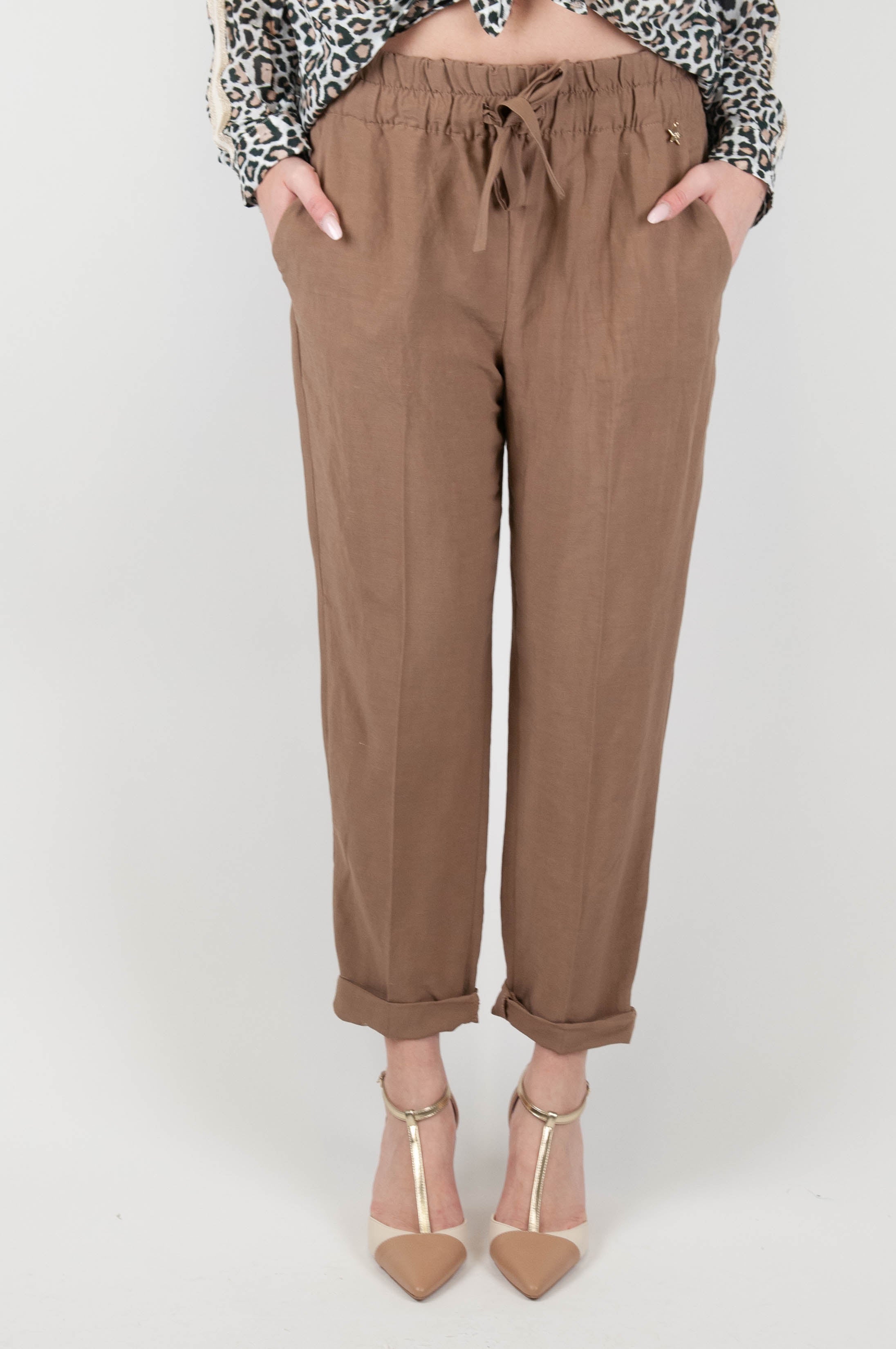 Souvenir - Pantalone in misto lino con coulisse