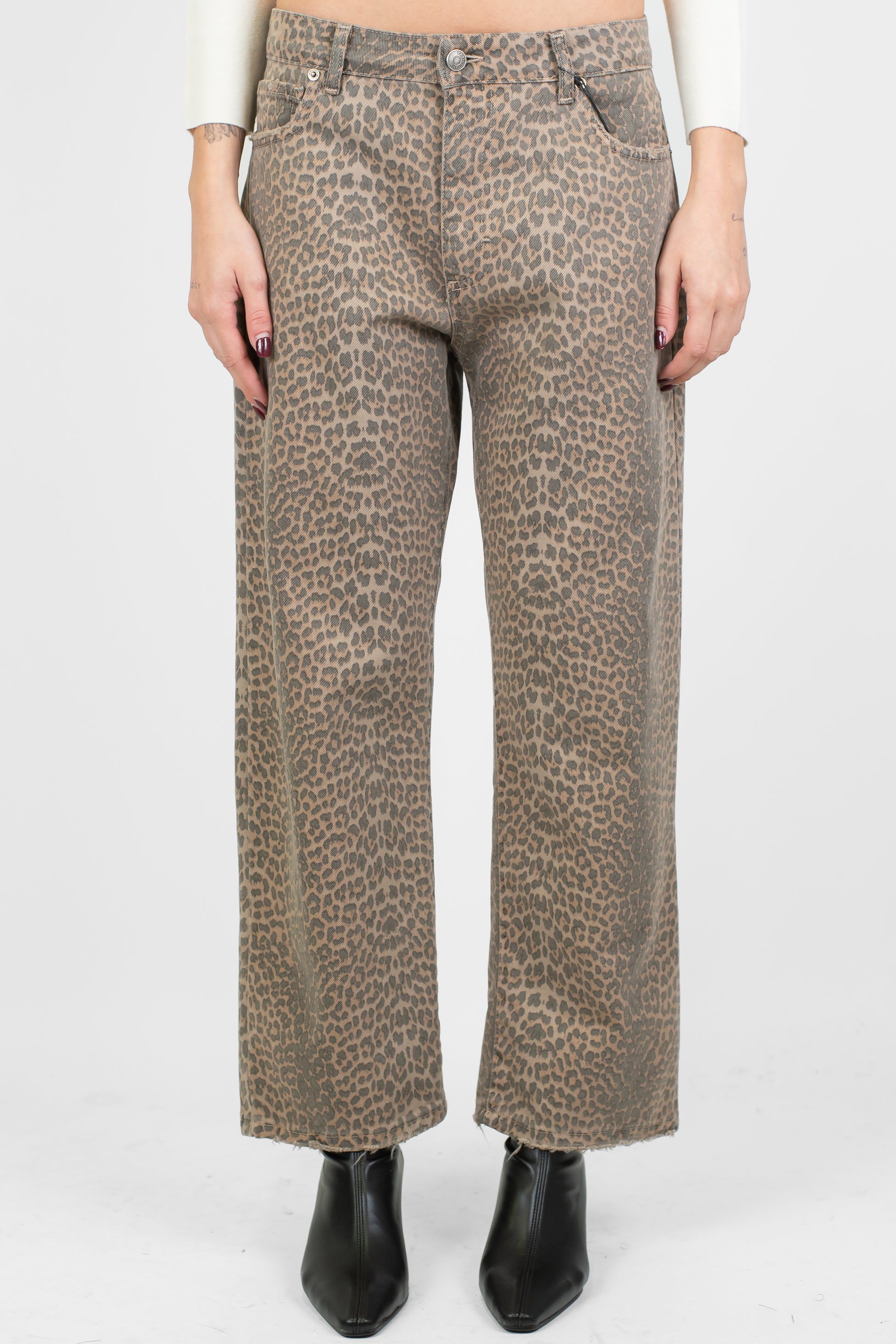 Tensione in - Pantalone regular fantasia animalier in denim modello Tom