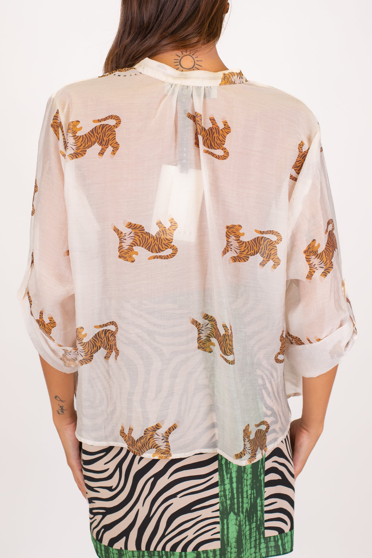 Haveone - Camicia in lyocell fantasia tigri