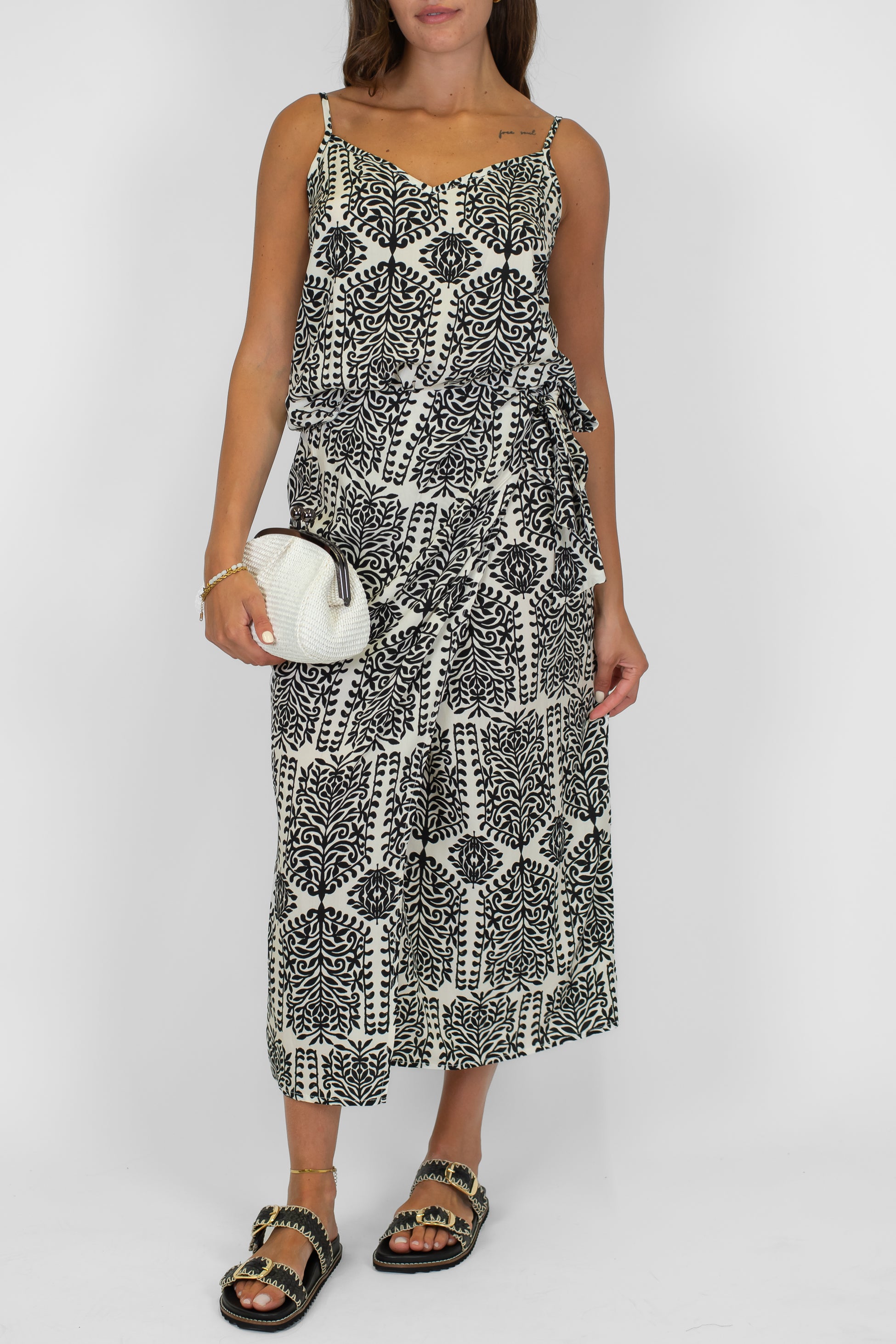 Tensione in - Gonna pareo a portafoglio fantasia astratta in viscosa