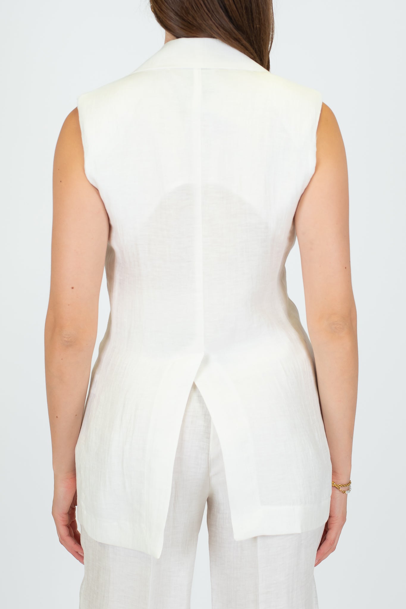 Maryley - Maxi gilet doppiopetto in misto lino